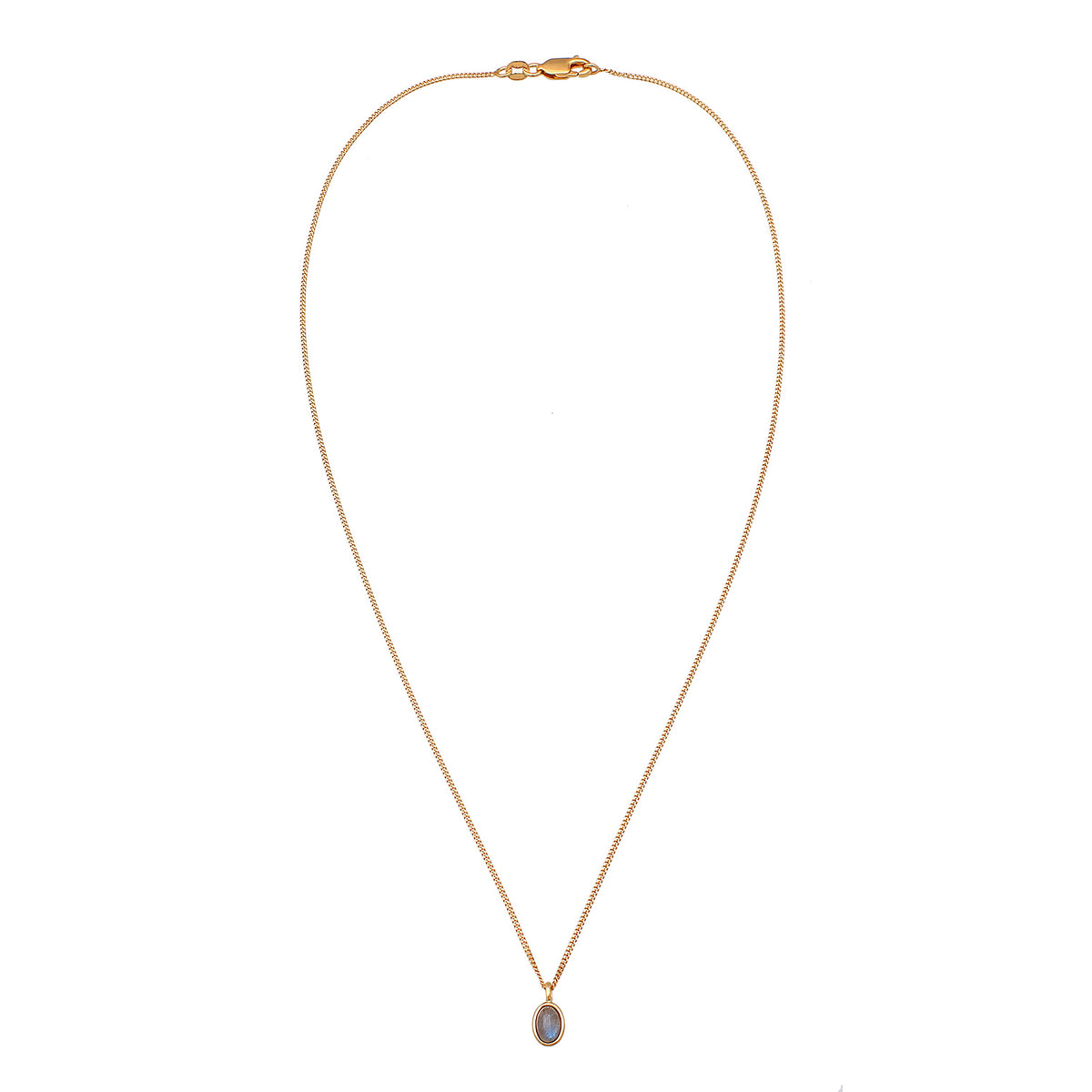 Gold - Elli PREMIUM | Halskette Oval | Labradorit | 375er Gelbgold