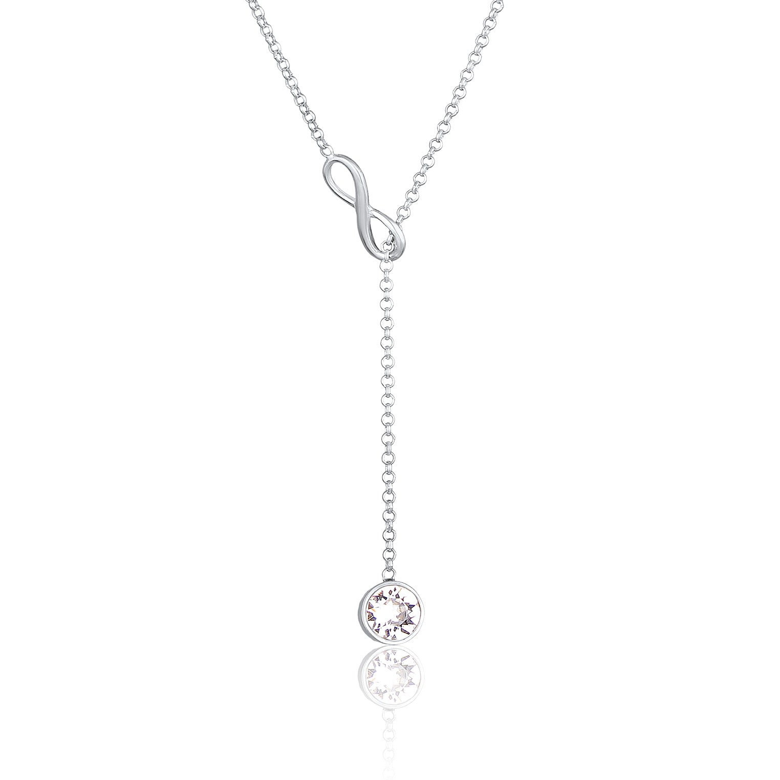 Silber - Elli | Y-Halskette Infinity | Mit Kristallen von Swarovski® (Weiß) | 925er Sterling Silber