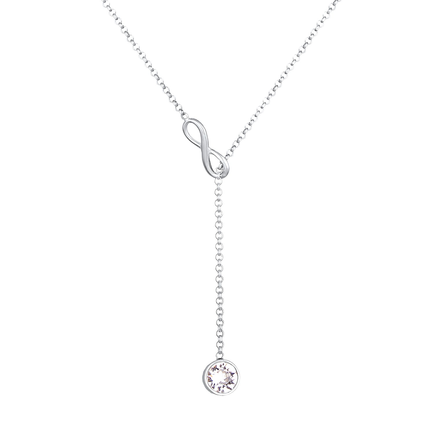 Silber - Elli | Y-Halskette Infinity | Kristall (Weiß) | 925er Sterling Silber