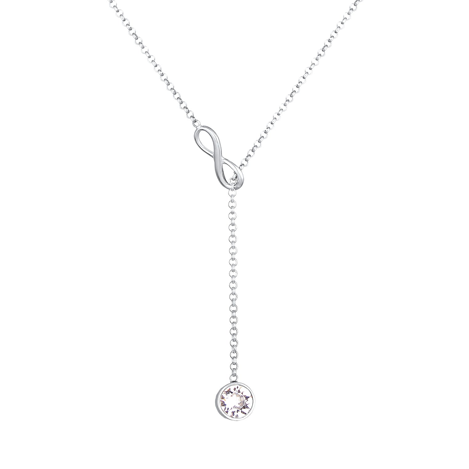 Silber - Elli | Y-Halskette Infinity | Mit Kristallen von Swarovski® (Weiß) | 925er Sterling Silber