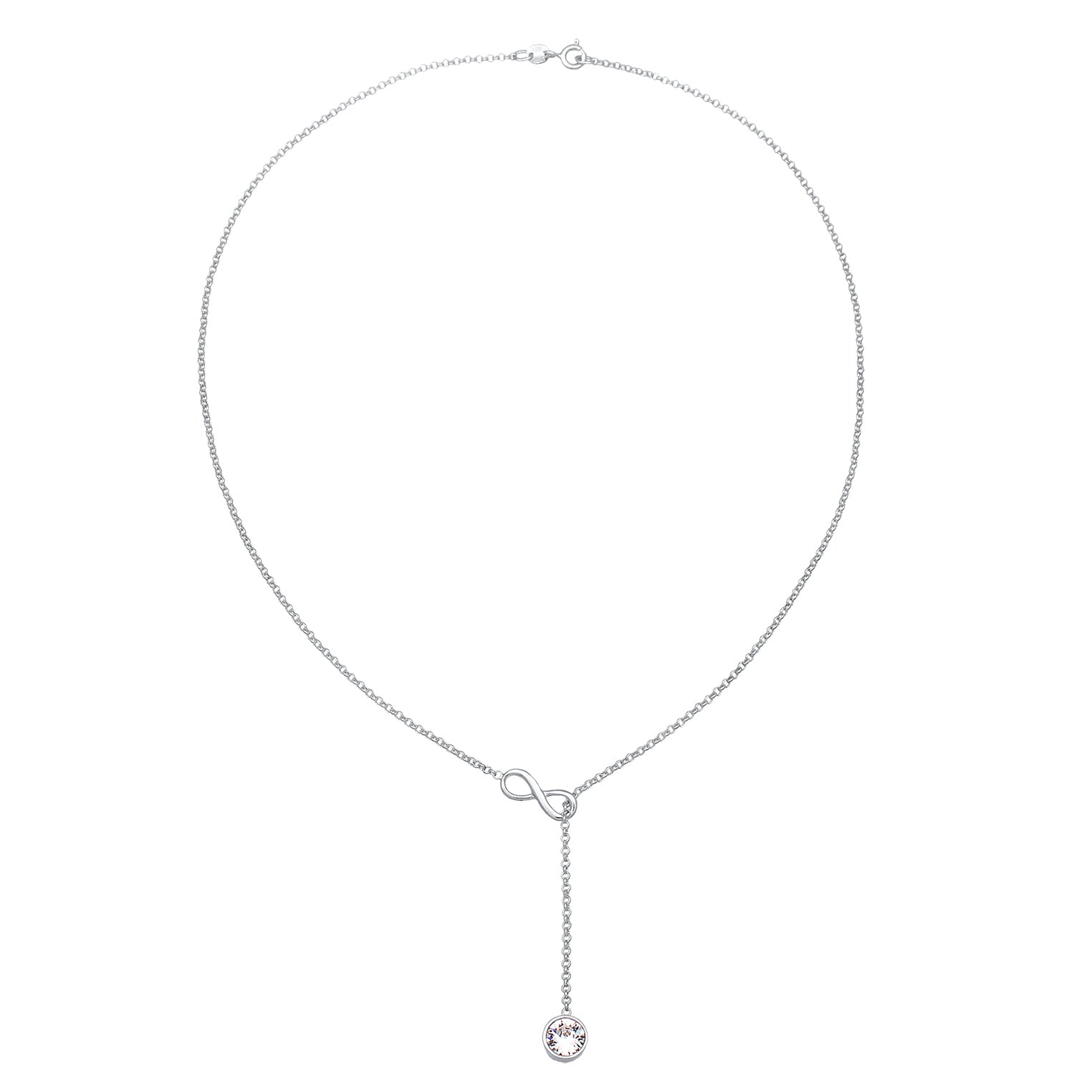 Silber - Elli | Y-Halskette Infinity | Mit Kristallen von Swarovski® (Weiß) | 925er Sterling Silber