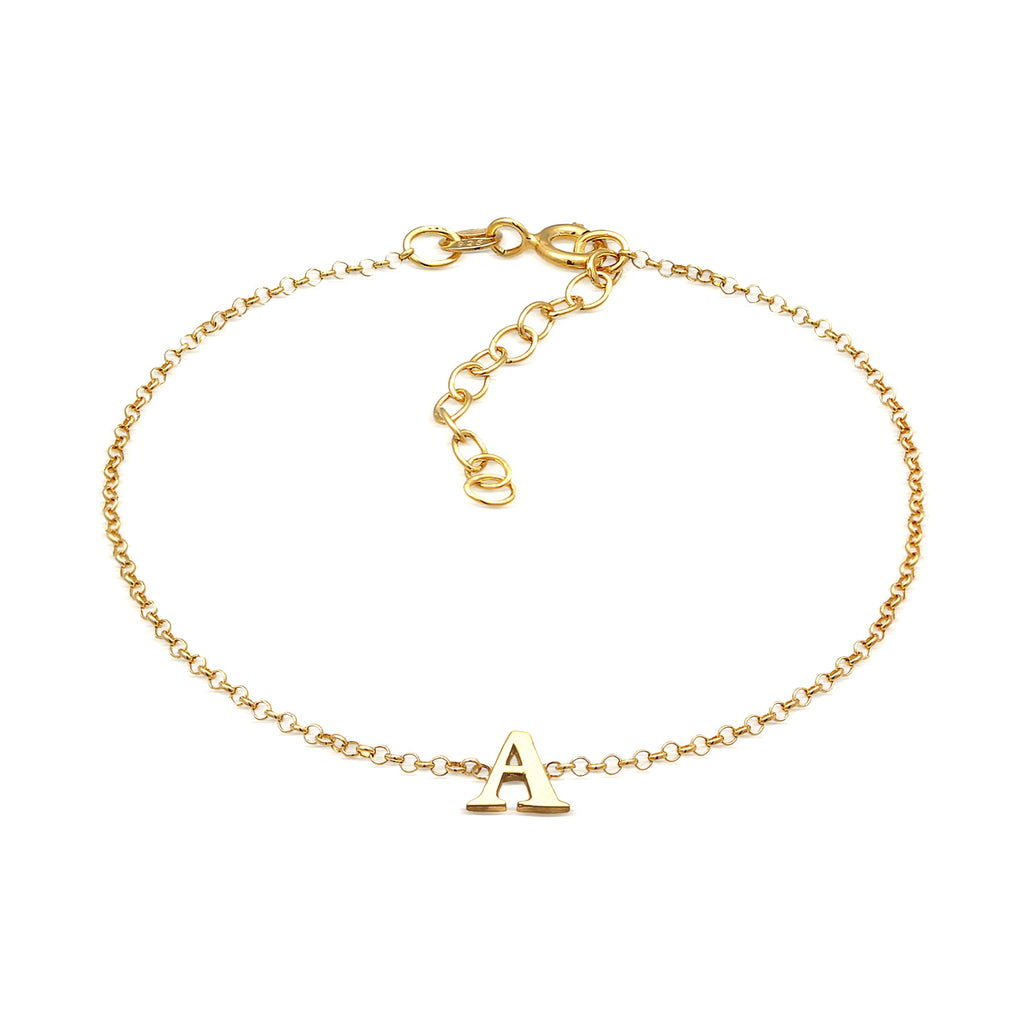 Gold - Elli | Armband Buchstabe A | 925er Sterling Silber Vergoldet