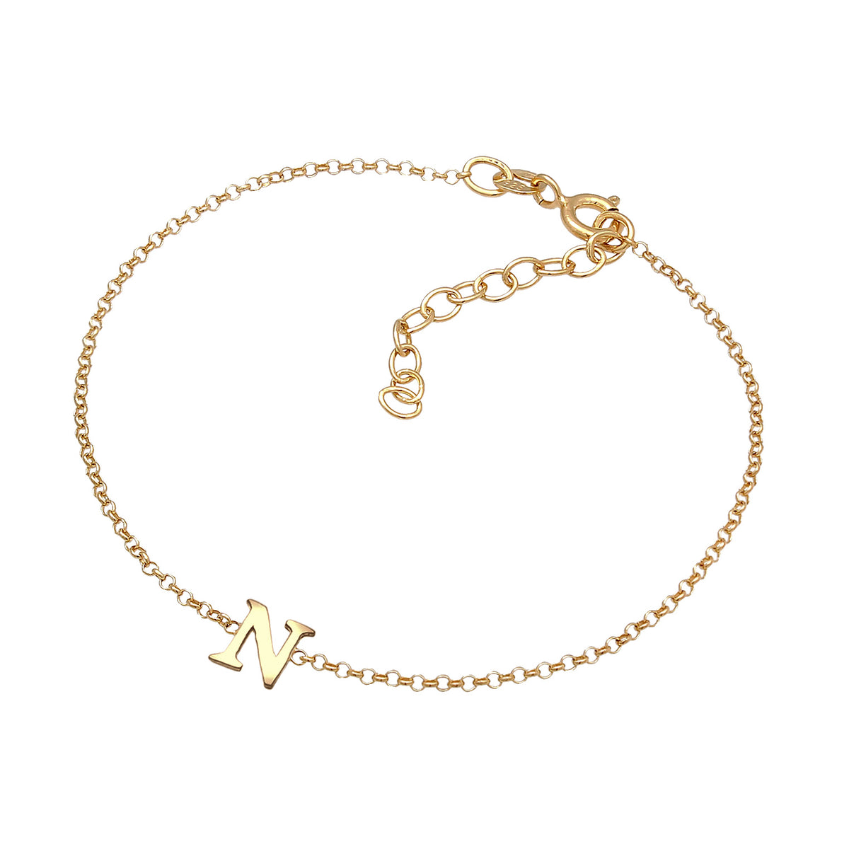 Gold - Elli | Armband Buchstabe N | 925er Sterling Silber Vergoldet