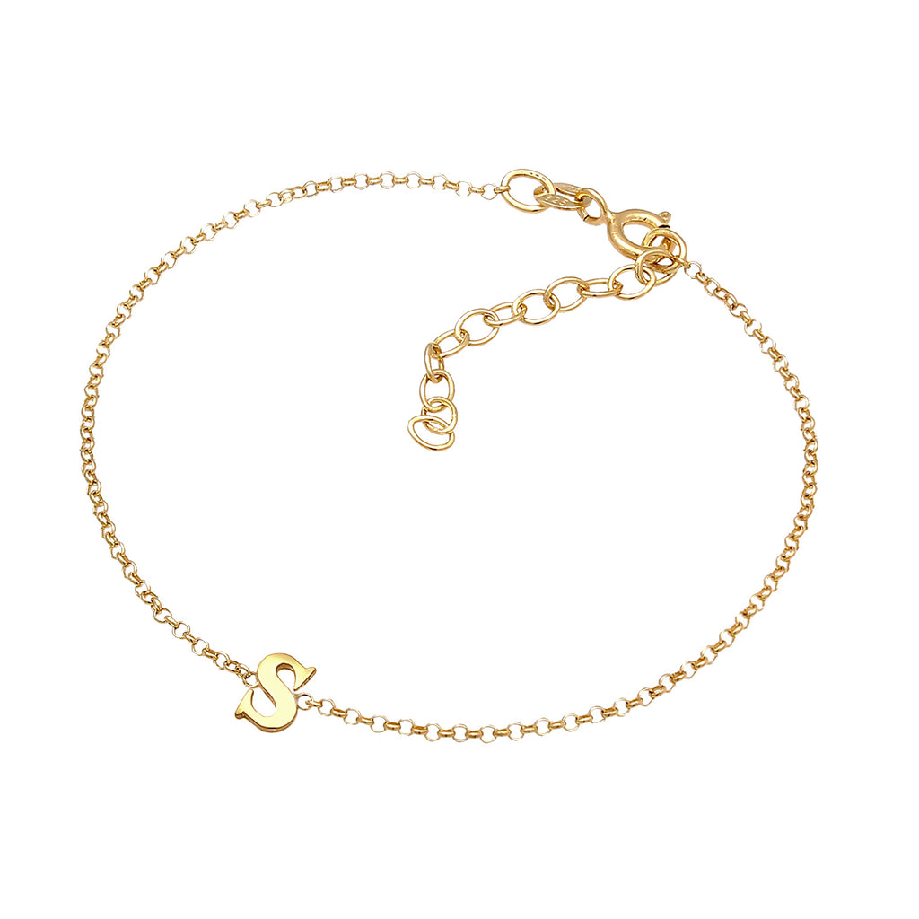 Gold - Elli | Armband Buchstabe S | 925er Sterling Silber Vergoldet