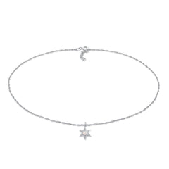 Silber - Elli | Choker Stern | Opal (Weiß) | 925er Sterling Silber