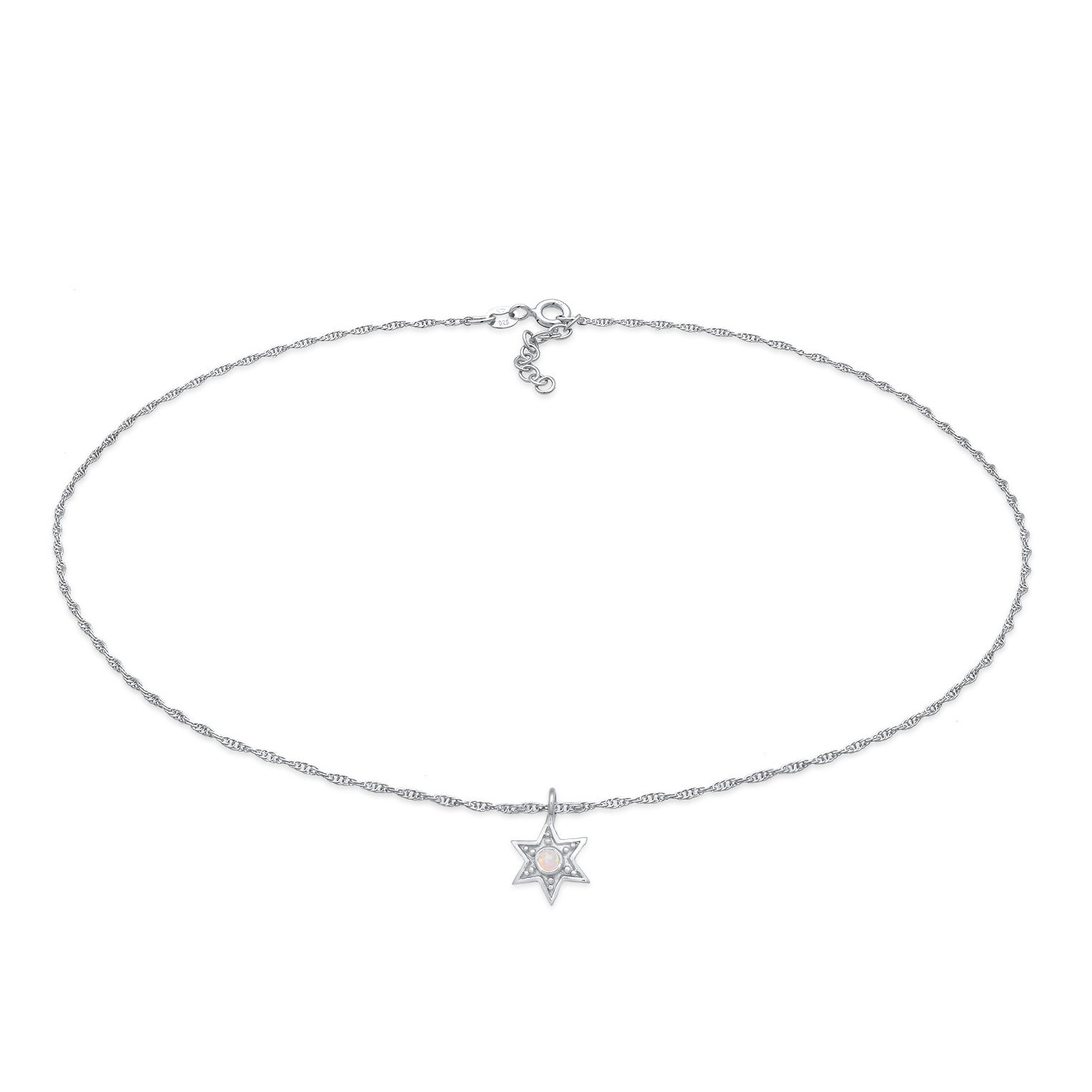 Silber - Elli | Choker Stern | Opal (Weiß) | 925er Sterling Silber