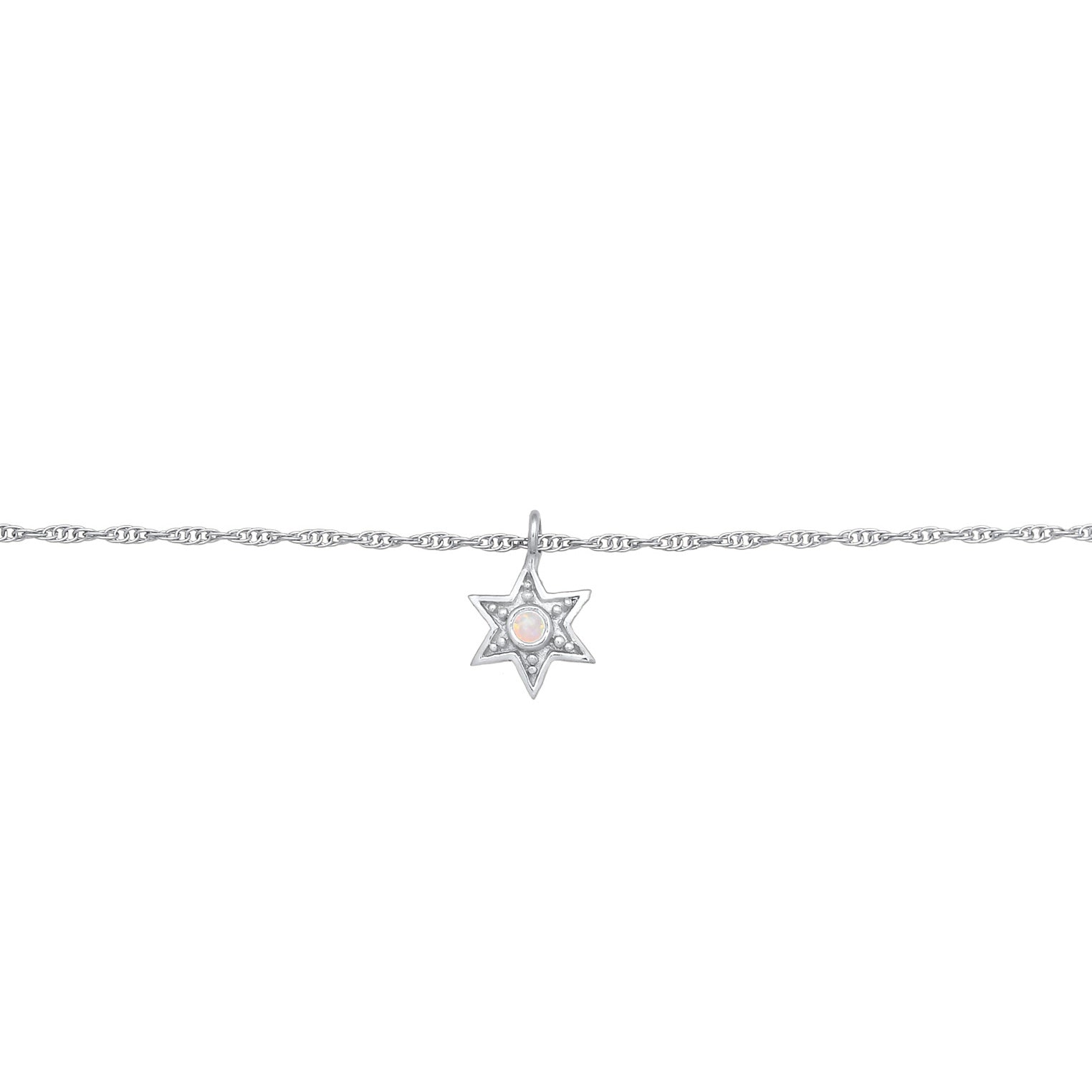 Silber - Elli | Choker Stern | Opal (Weiß) | 925er Sterling Silber