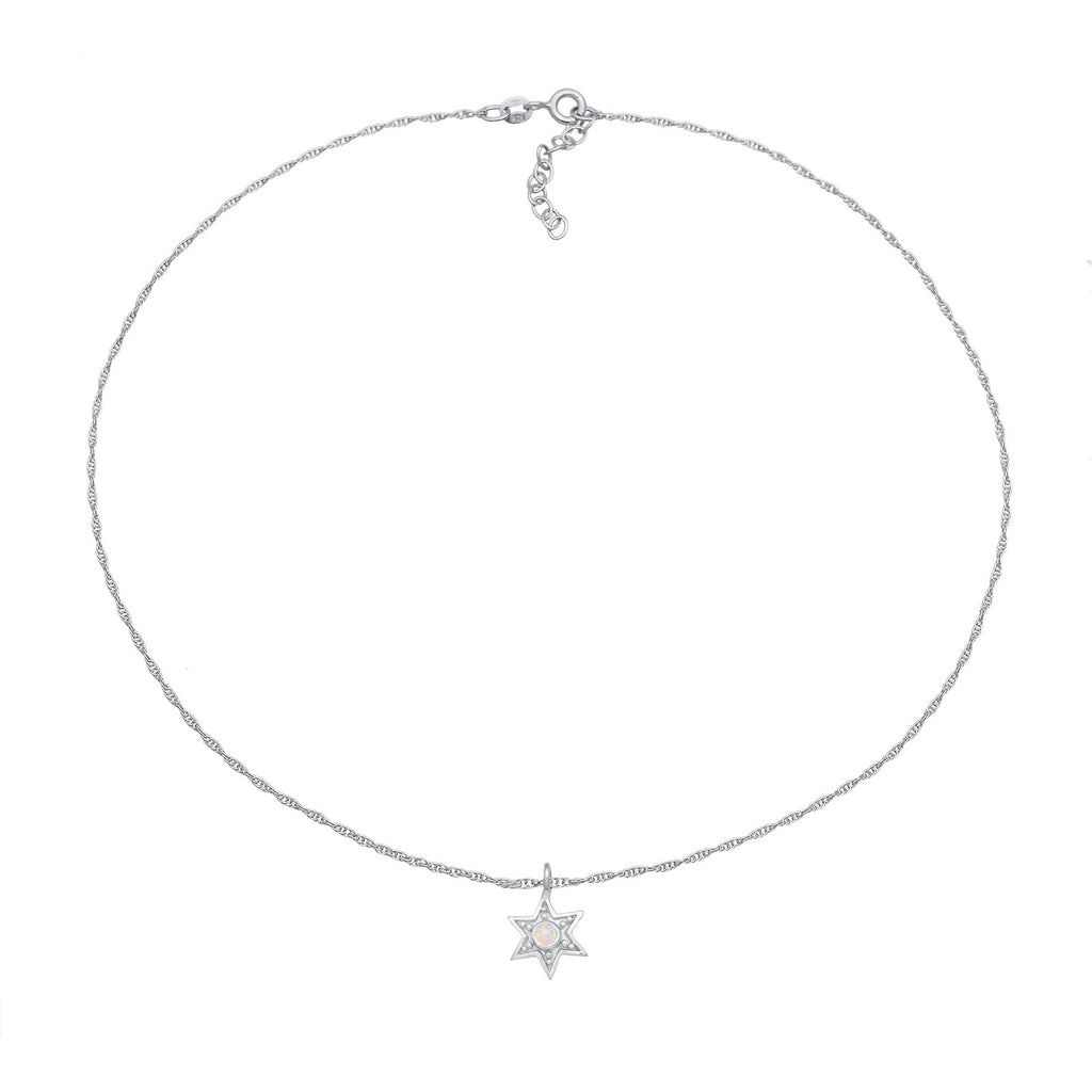 Silber - Elli | Choker Stern | Opal (Weiß) | 925er Sterling Silber