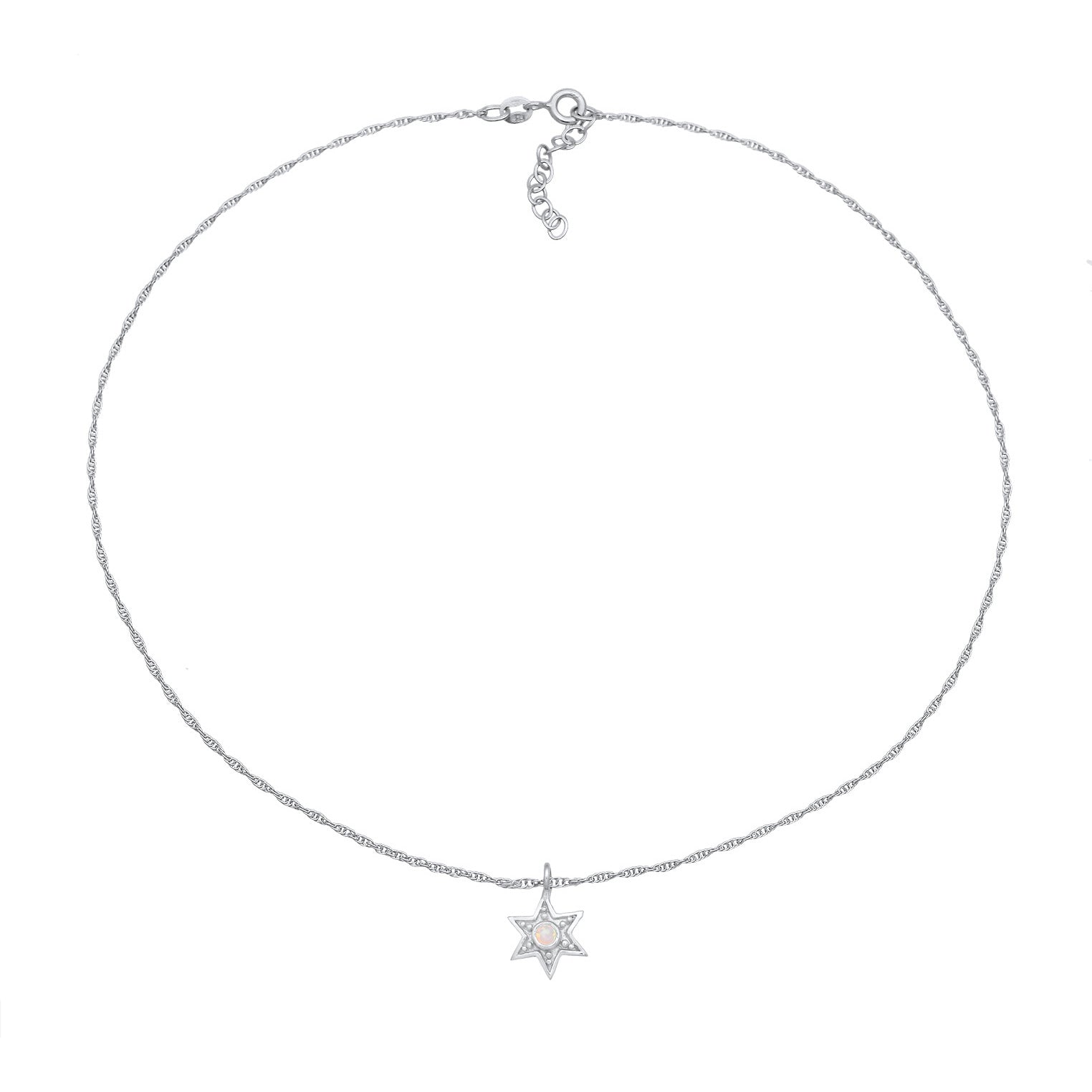 Silber - Elli | Choker Stern | Opal (Weiß) | 925er Sterling Silber