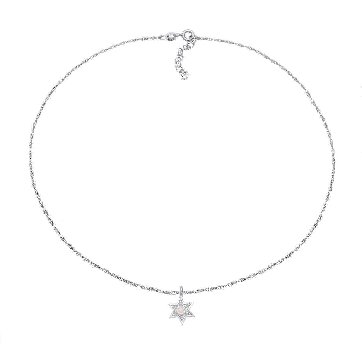 Silber - Elli | Choker Stern | Opal (Weiß) | 925er Sterling Silber