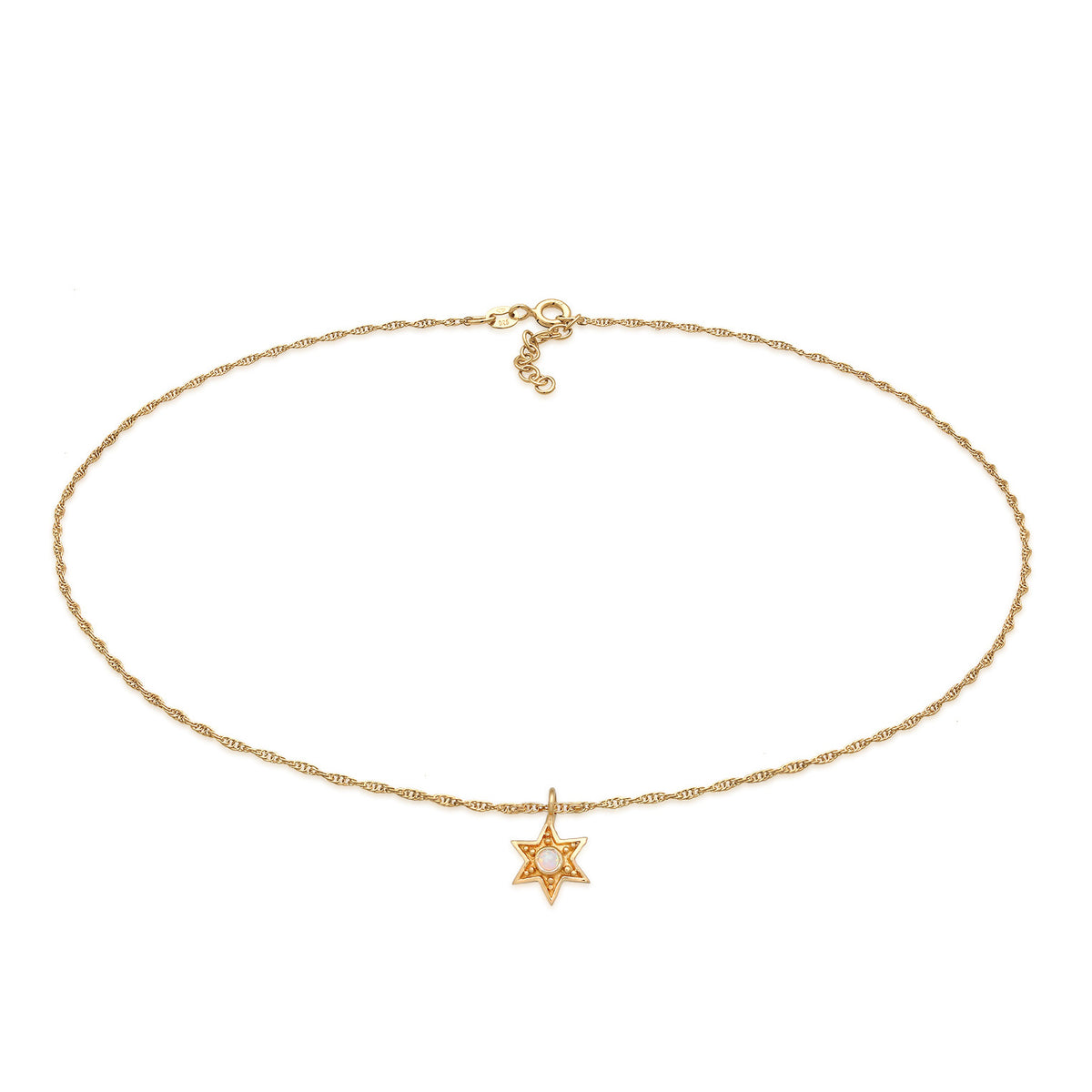 Gold - Elli | Choker Stern | Opal (Weiß) | 925er Sterling Silber Vergoldet