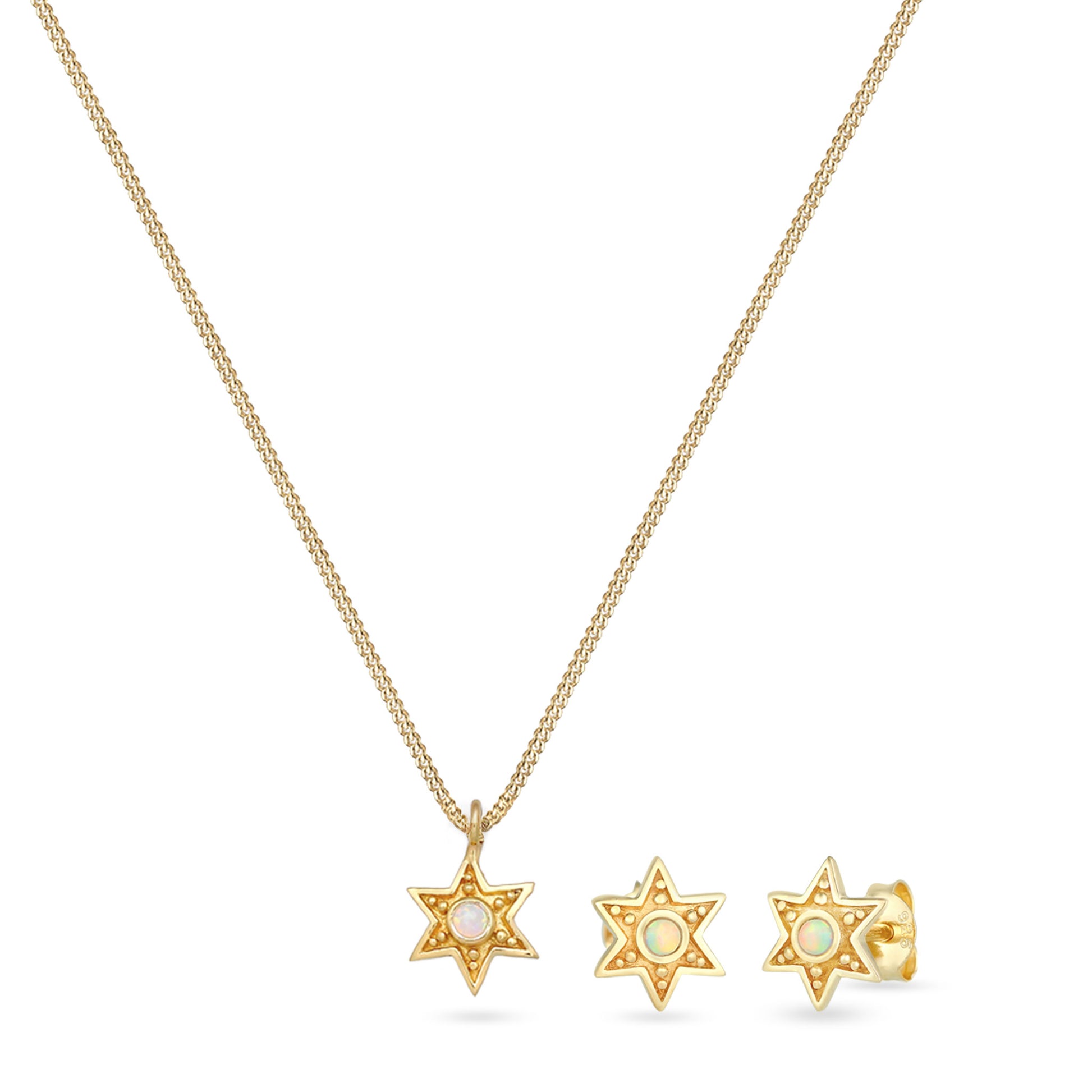 Radiant Star Opal Choker & Ohrstecker Schmuck Set