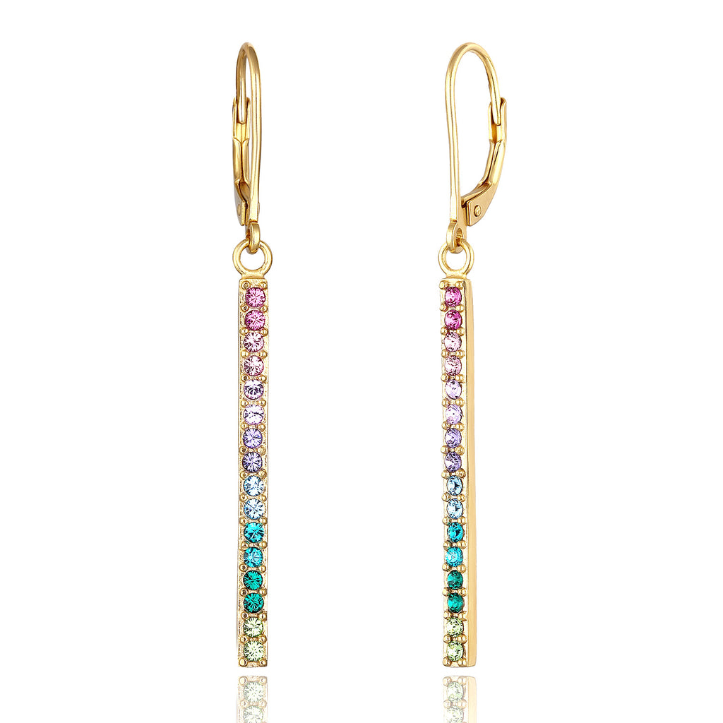 Bunt - Elli | Ohrhänger Geo | Kristall (Bunt) | 925 Sterling Silber vergoldet