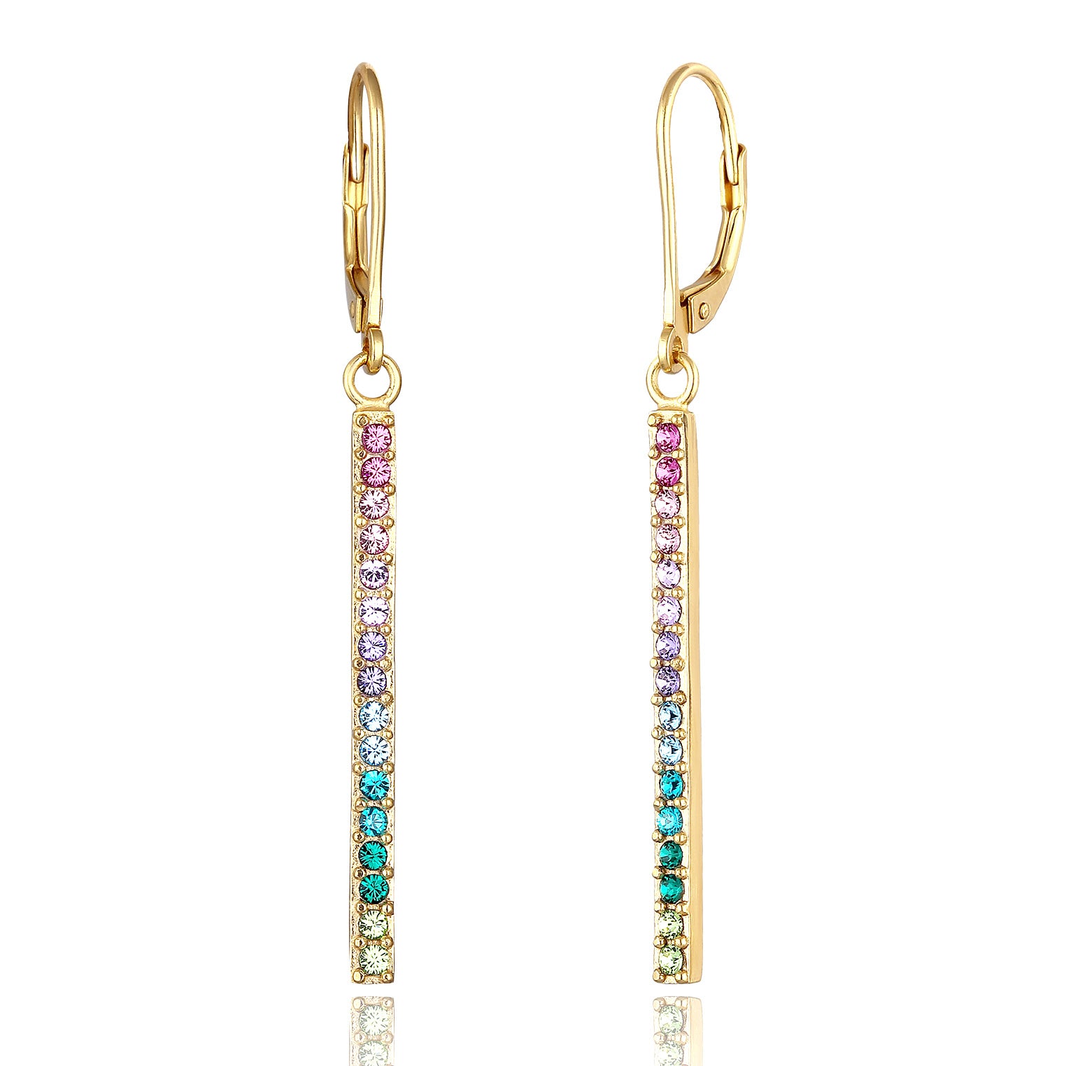 Bunt - Elli | Ohrhänger Geo | Kristall (Bunt) | 925 Sterling Silber vergoldet