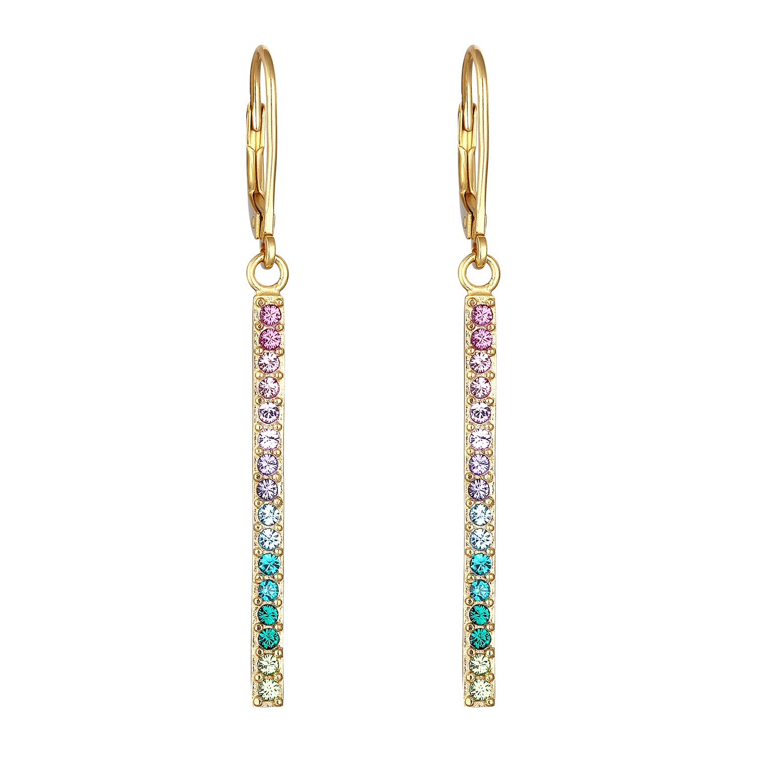 Bunt - Elli | Ohrhänger Geo | Kristall (Bunt) | 925 Sterling Silber vergoldet