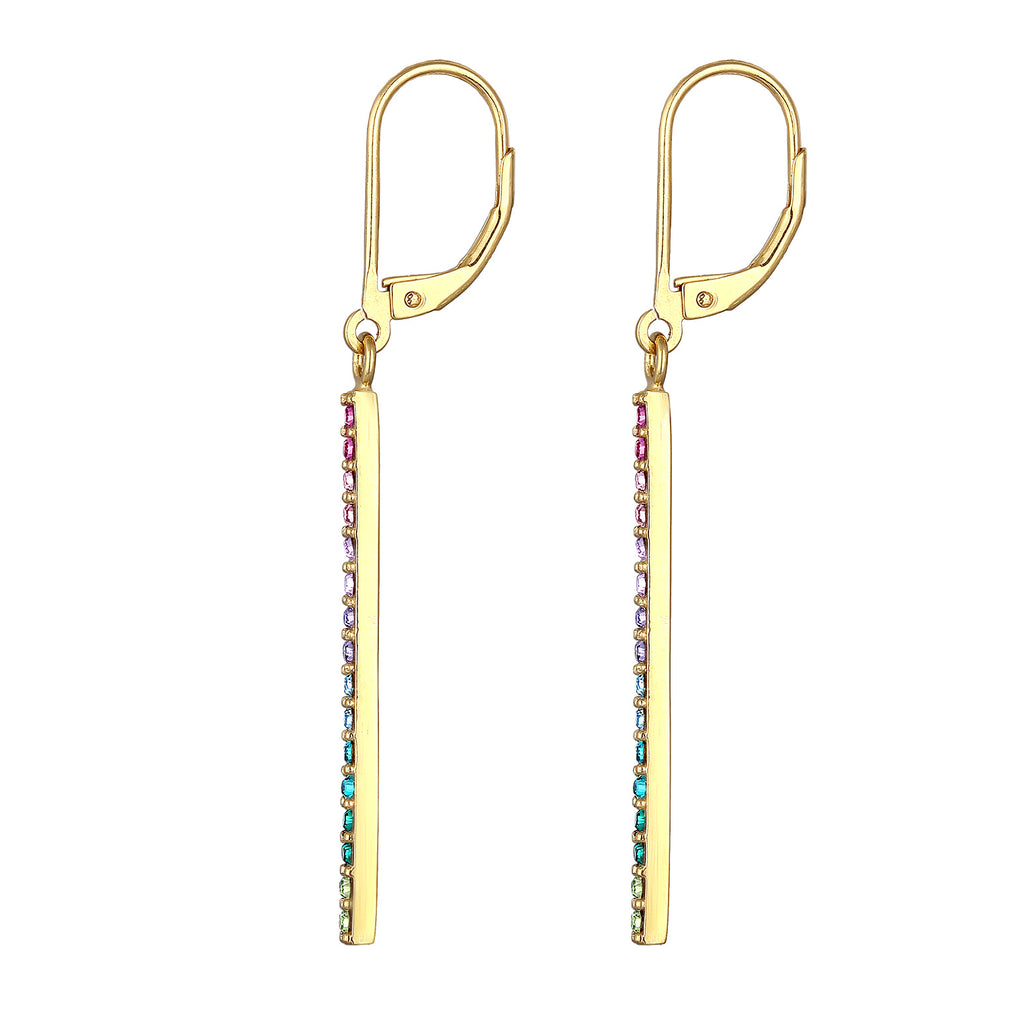 Bunt - Elli | Ohrhänger Geo | Kristall (Bunt) | 925 Sterling Silber vergoldet