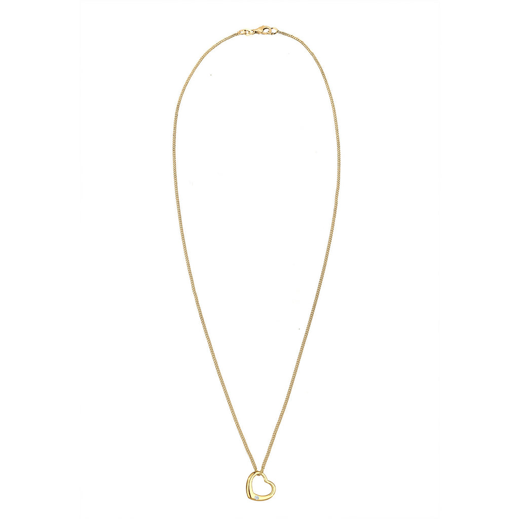 Gold - Elli DIAMONDS | Halskette Herz | Diamant (Weiß, 0.03 ct) | 925er Sterling Silber