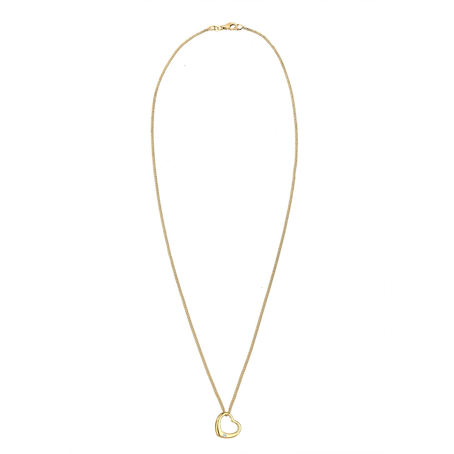 Gold - Elli DIAMONDS | Halskette Herz | Diamant (Weiß, 0.03 ct) | 925er Sterling Silber