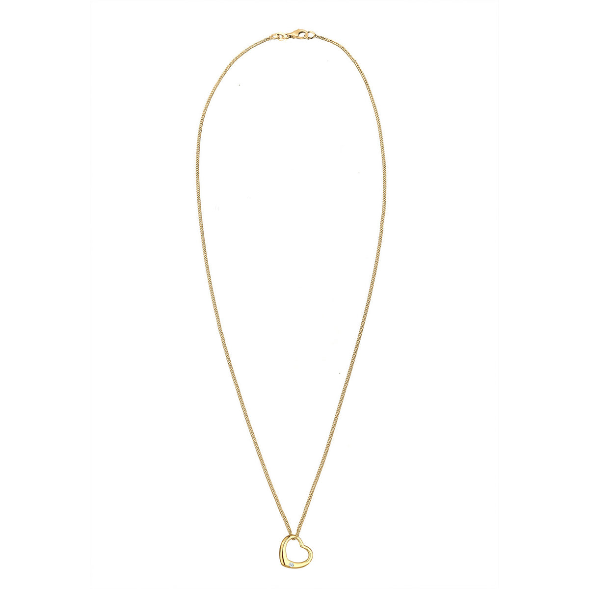 Gold - Elli DIAMONDS | Halskette Herz | Diamant (Weiß, 0.03 ct) | 925er Sterling Silber