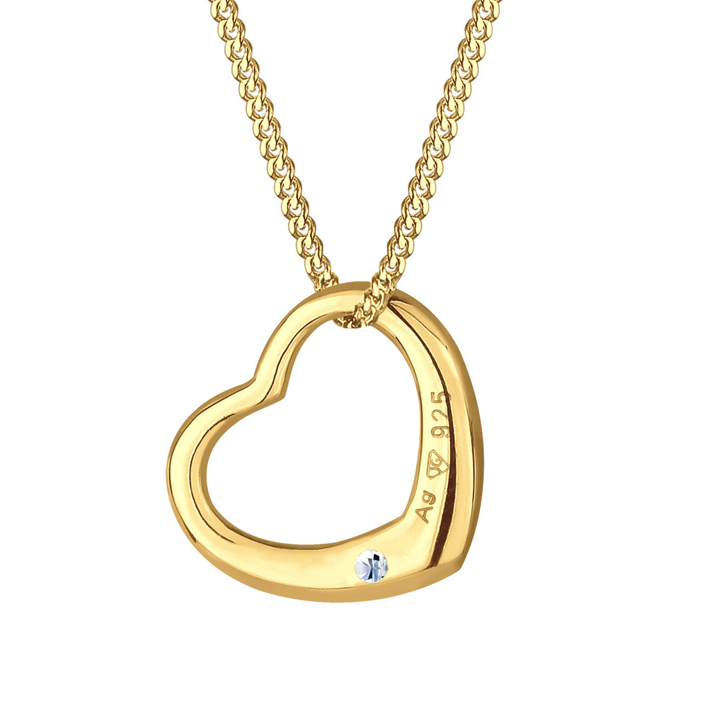 Gold - Elli DIAMONDS | Halskette Herz | Diamant (Weiß, 0.03 ct) | 925er Sterling Silber