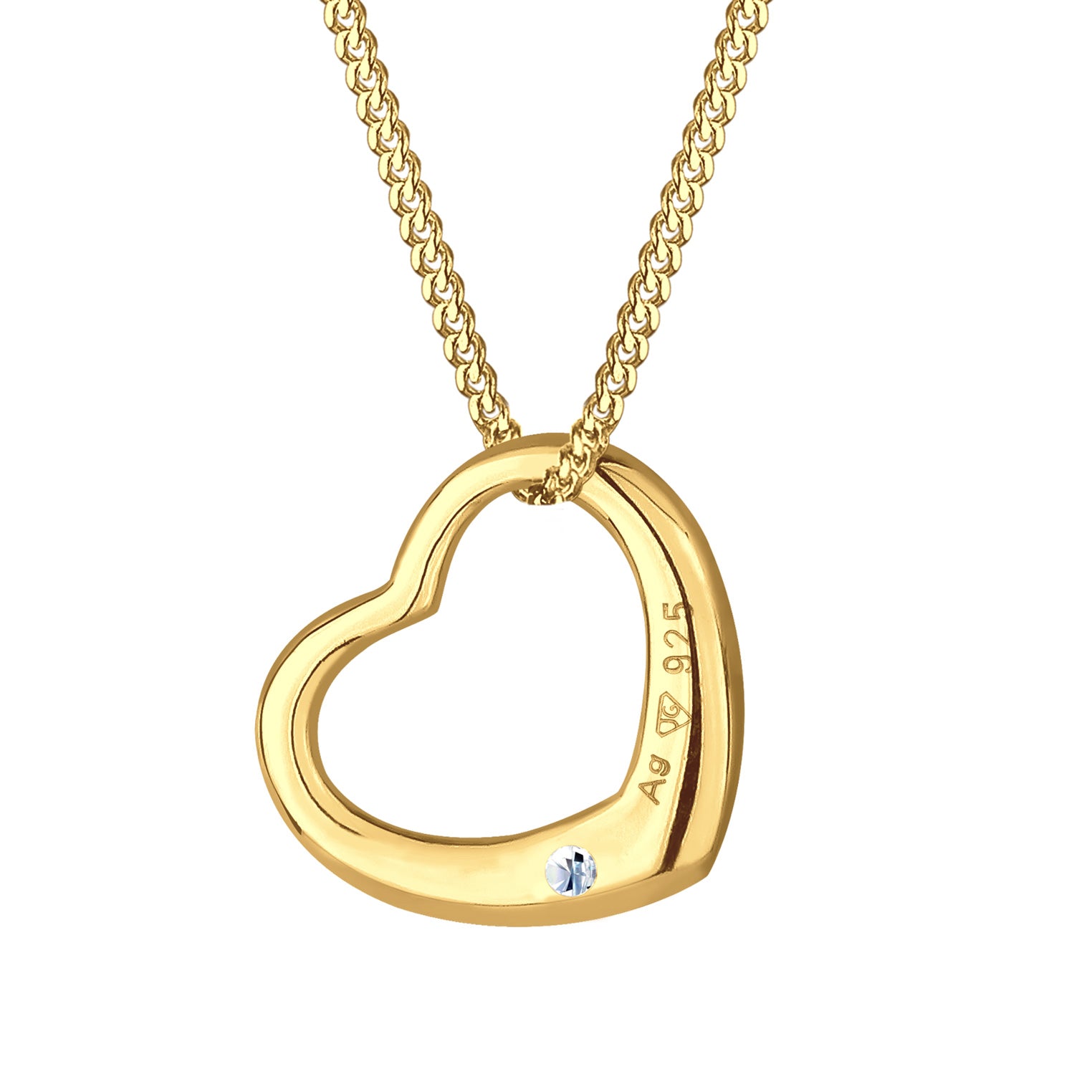 Gold - Elli DIAMONDS | Halskette Herz | Diamant (Weiß, 0.03 ct) | 925er Sterling Silber