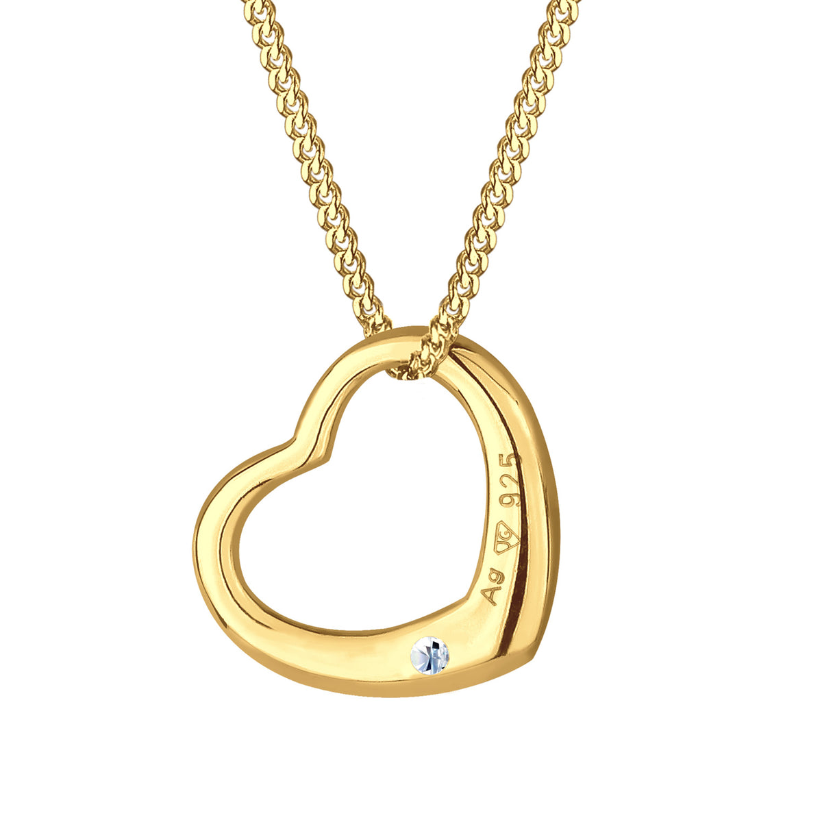 Gold - Elli DIAMONDS | Halskette Herz | Diamant (Weiß, 0.03 ct) | 925er Sterling Silber