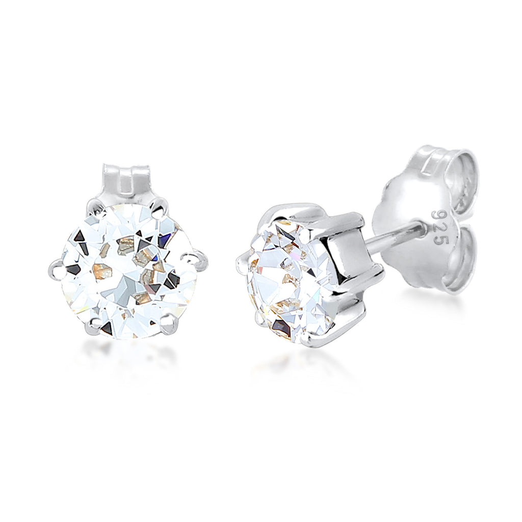 Silber - Elli | Ohrstecker Basic | Mit Kristallen von Swarovski® (Weiß) | 925er Sterling Silber
