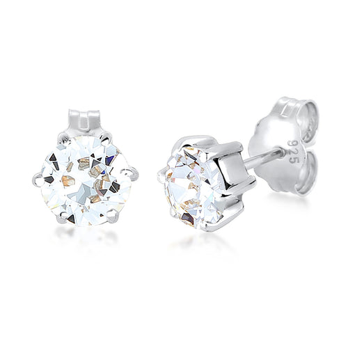 Silber - Elli | Ohrstecker Basic | Mit Kristallen von Swarovski® (Weiß) | 925er Sterling Silber