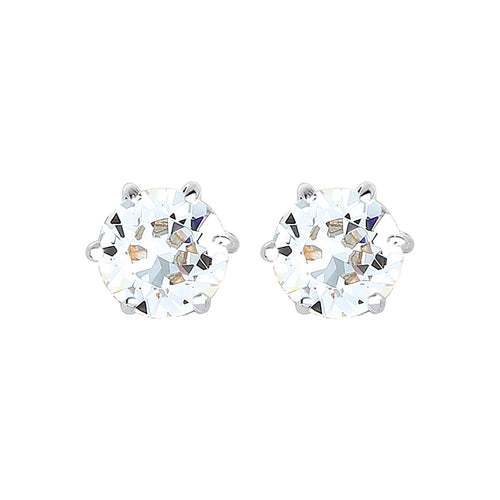 Silber - Elli | Ohrstecker Basic | Mit Kristallen von Swarovski® (Weiß) | 925er Sterling Silber