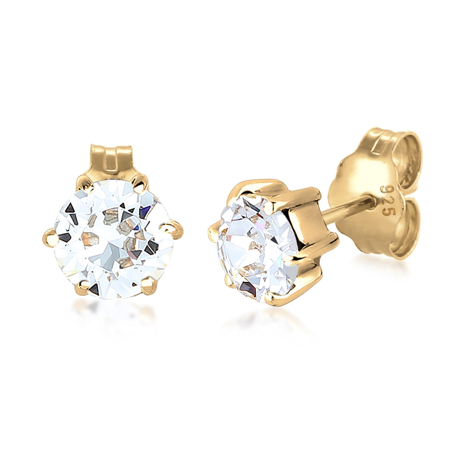 Gold - Elli | Ohrstecker Basic | Mit Kristallen von Swarovski® (Weiß) | 925er Sterling Silber vergoldet