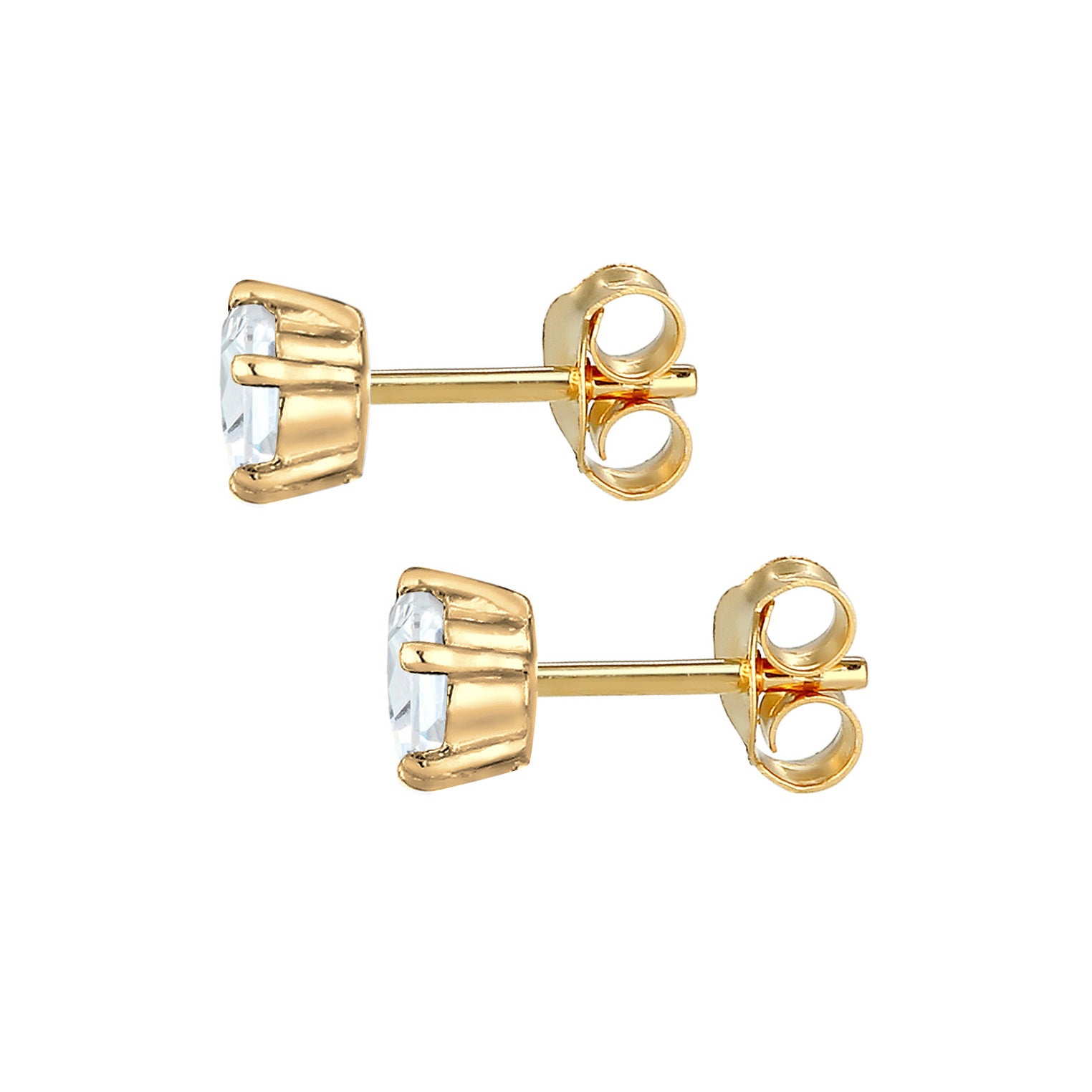 Gold - Elli | Ohrstecker Basic | Mit Kristallen von Swarovski® (Weiß) | 925er Sterling Silber vergoldet