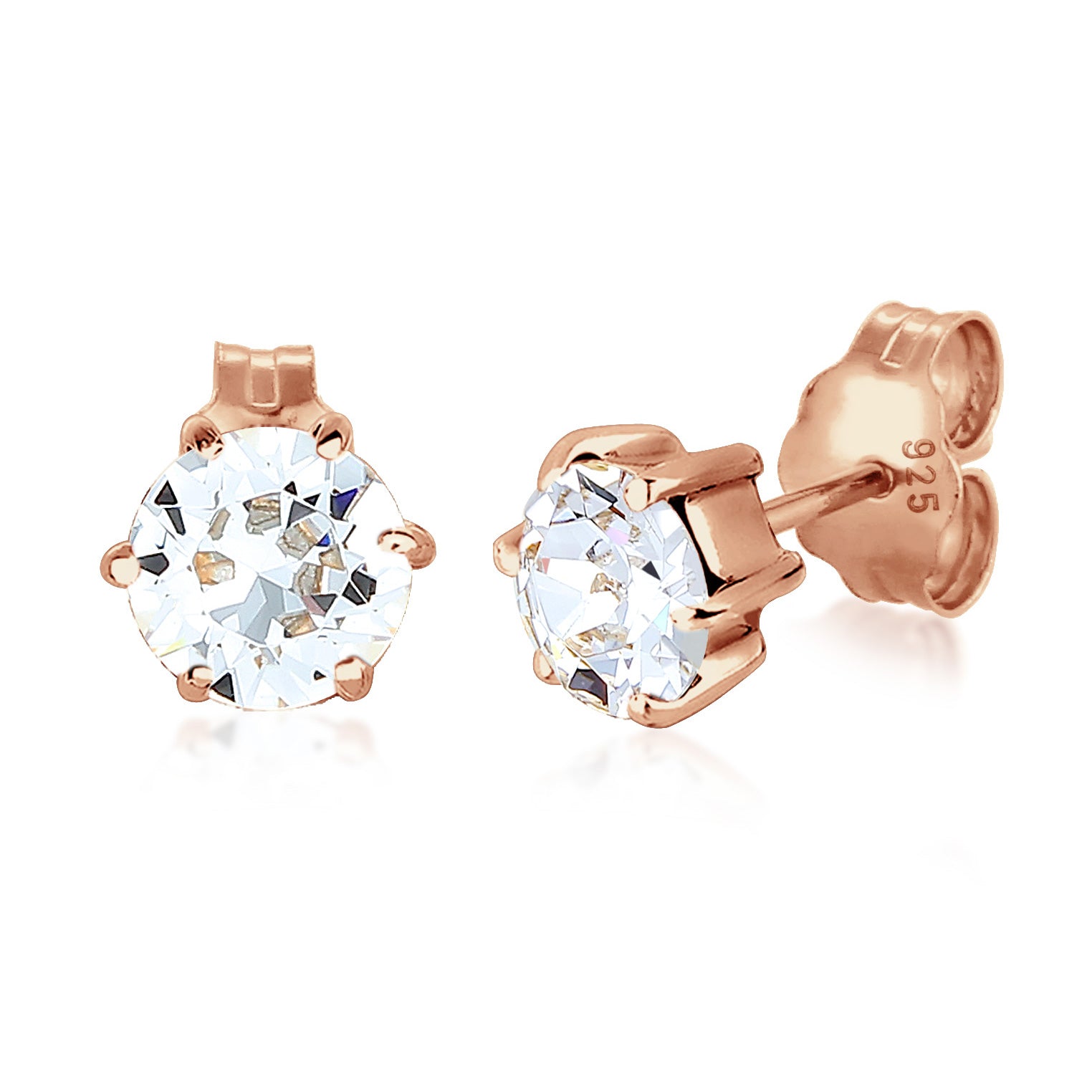 Roségold - Elli | Ohrstecker Basic | Mit Kristallen von Swarovski® (Weiß) | 925er Sterling Silber