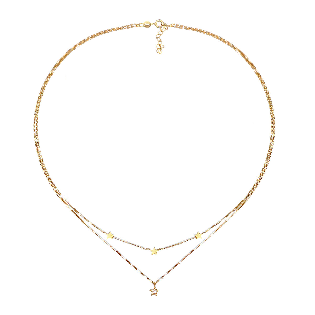 Gold - Elli | Layer-Halskette Stern | Mit Kristallen von Swarovski® (Weiß) | 925er Sterling Silber Vergoldet