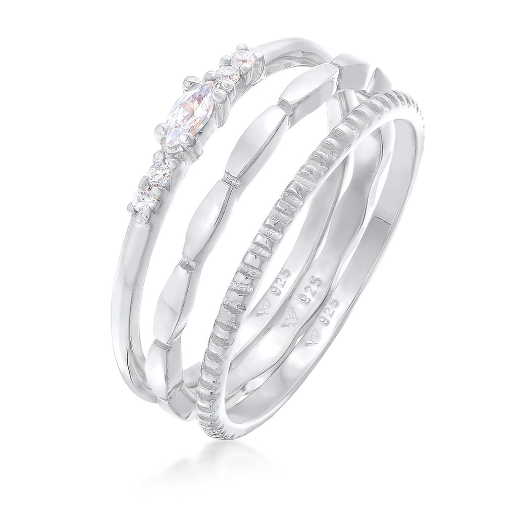 Silber - Elli | Ohrringset Filigran | Zirkonia (Weiß) | 925er Sterling Silber