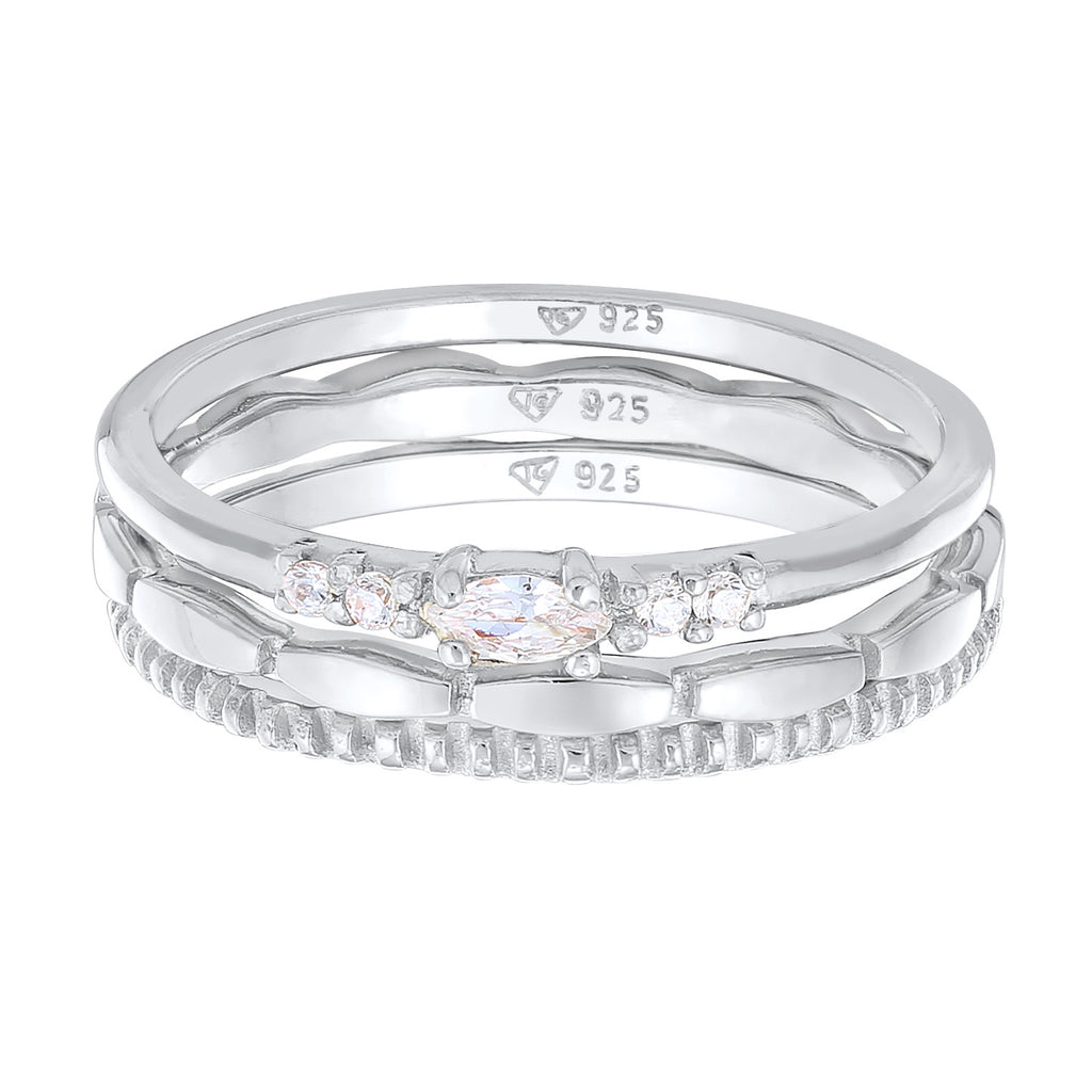 Silber - Elli | Ohrringset Filigran | Zirkonia (Weiß) | 925er Sterling Silber