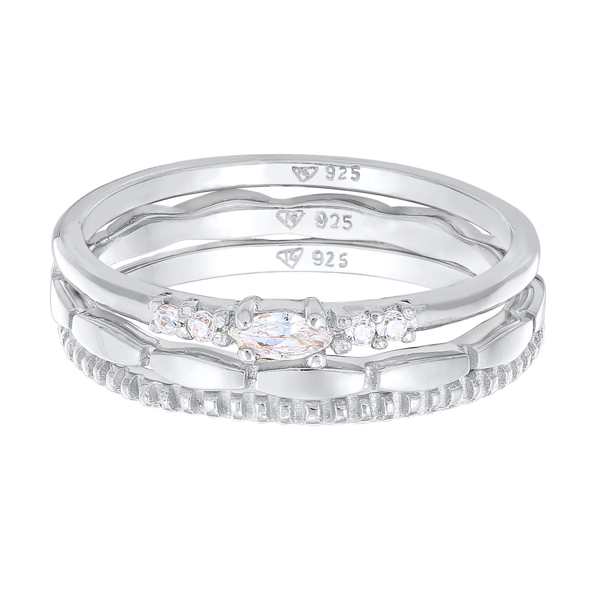 Silber - Elli | Ohrringset Filigran | Zirkonia (Weiß) | 925er Sterling Silber
