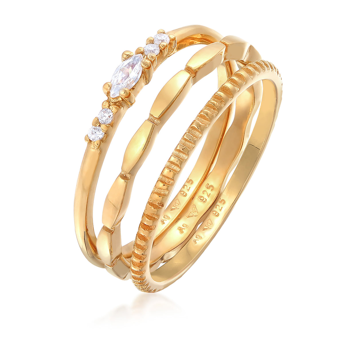 Gold - Elli | Ohrringset Filigran | Zirkonia (Weiß) | 925er Sterling Silber Vergoldet
