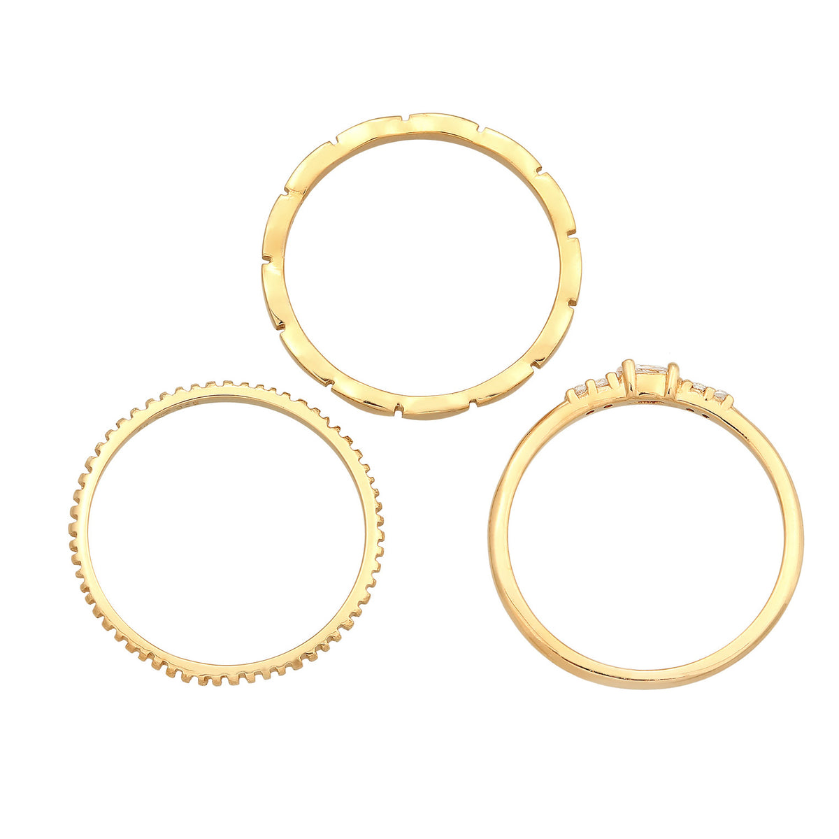 Gold - Elli | Ohrringset Filigran | Zirkonia (Weiß) | 925er Sterling Silber Vergoldet