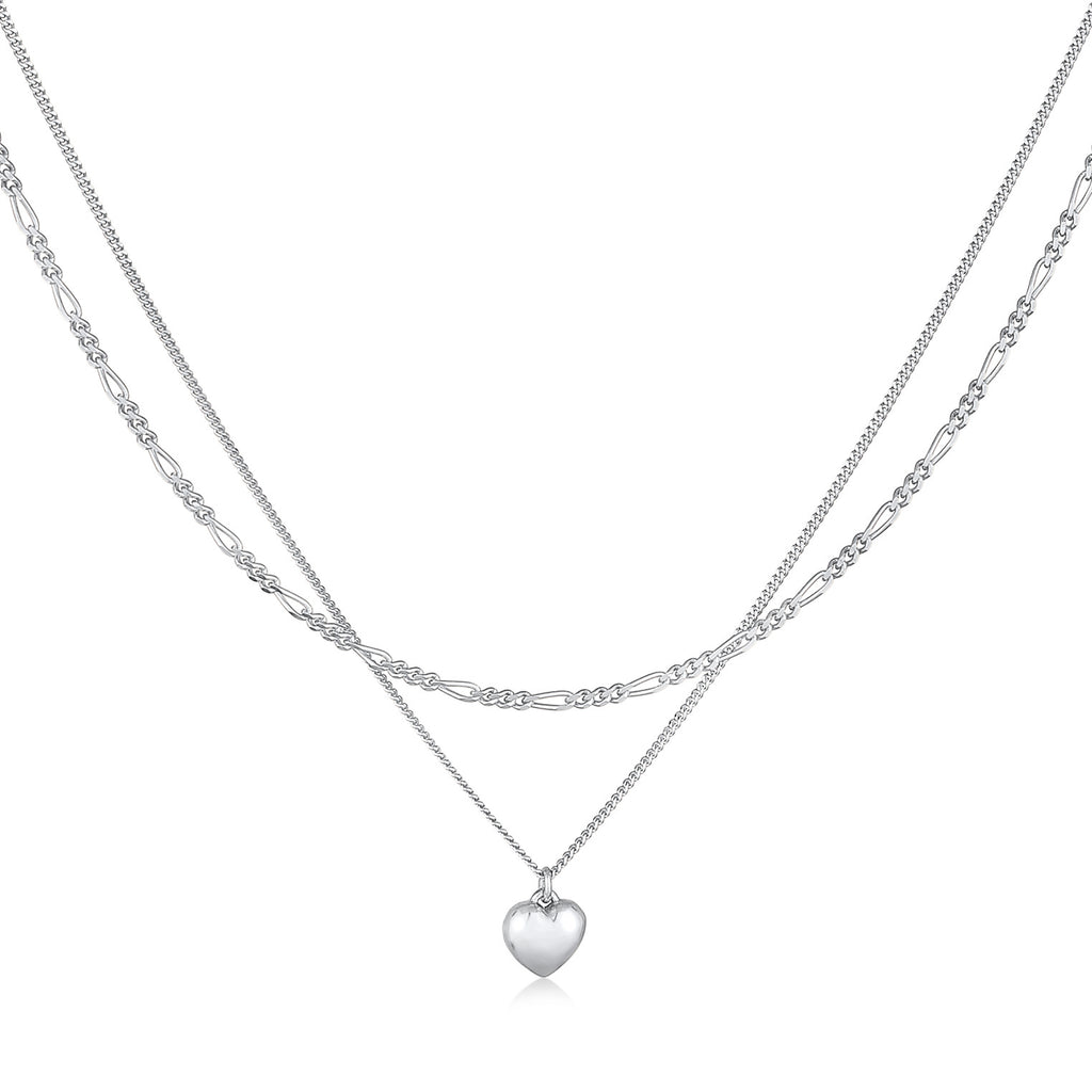 Silber - Elli | Layer-Halskette Herz | 925er Sterling Silber