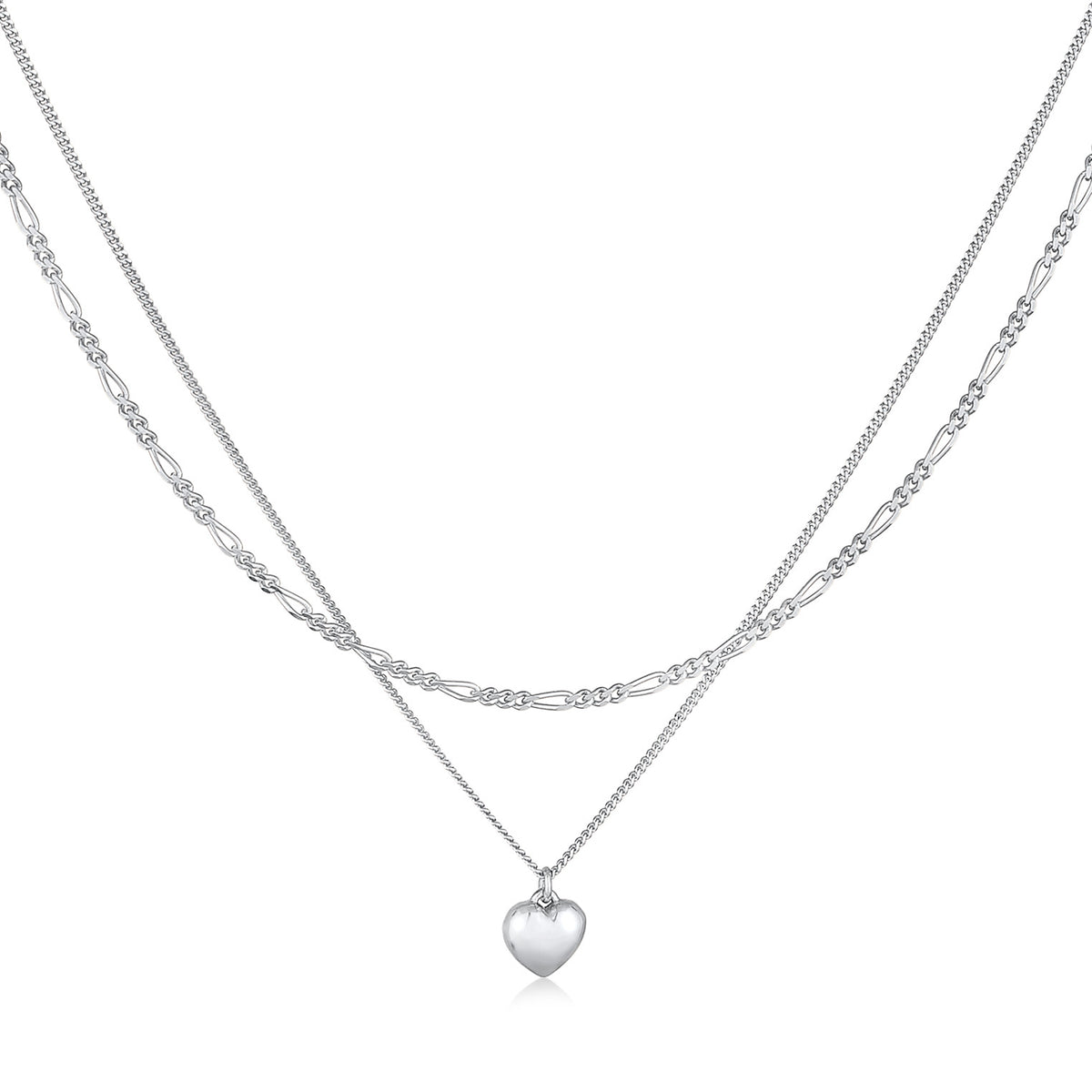 Silber - Elli | Layer-Halskette Herz | 925er Sterling Silber