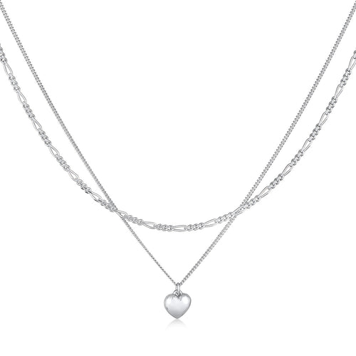 Silber - Elli | Layer-Halskette Herz | 925er Sterling Silber