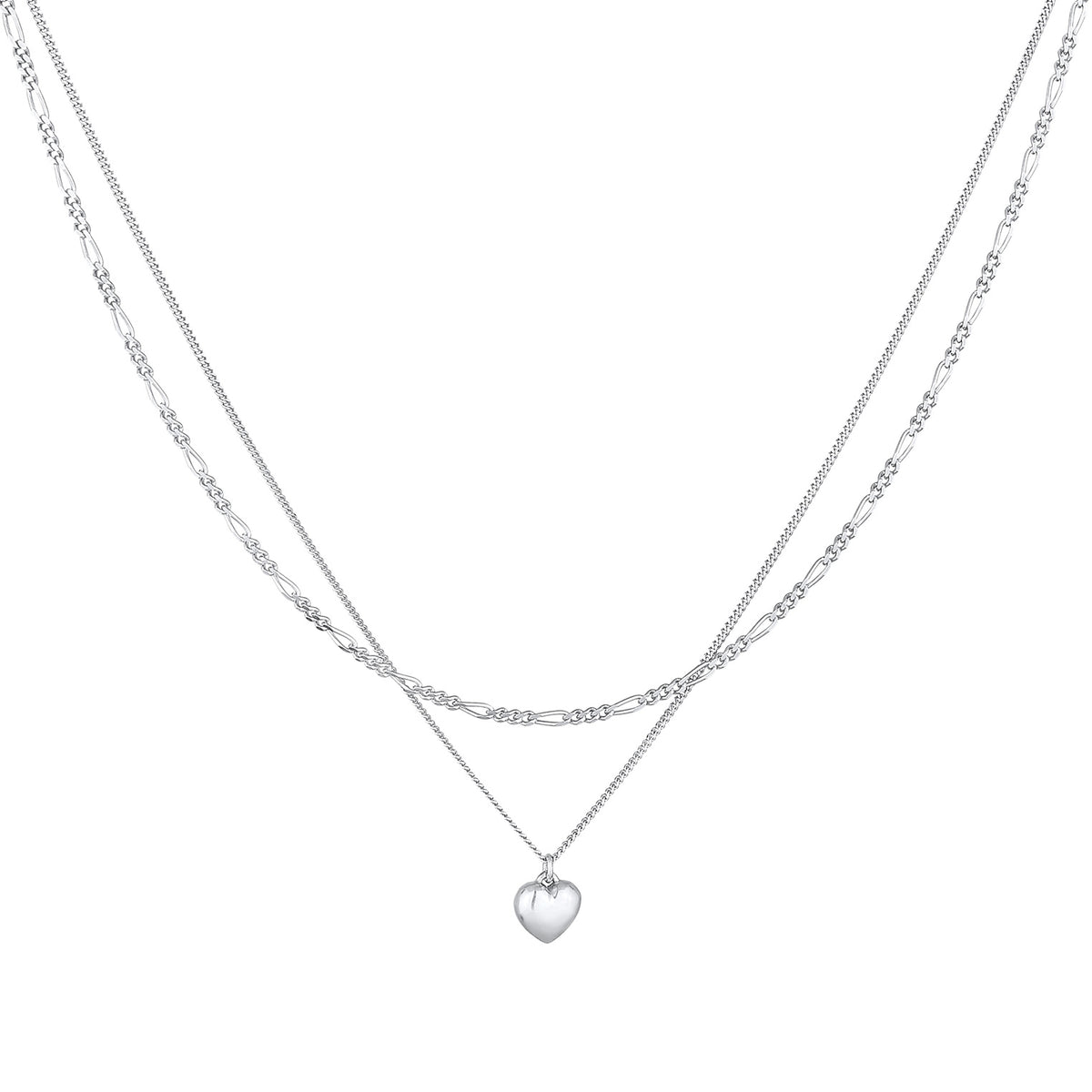 Silber - Elli | Layer-Halskette Herz | 925er Sterling Silber