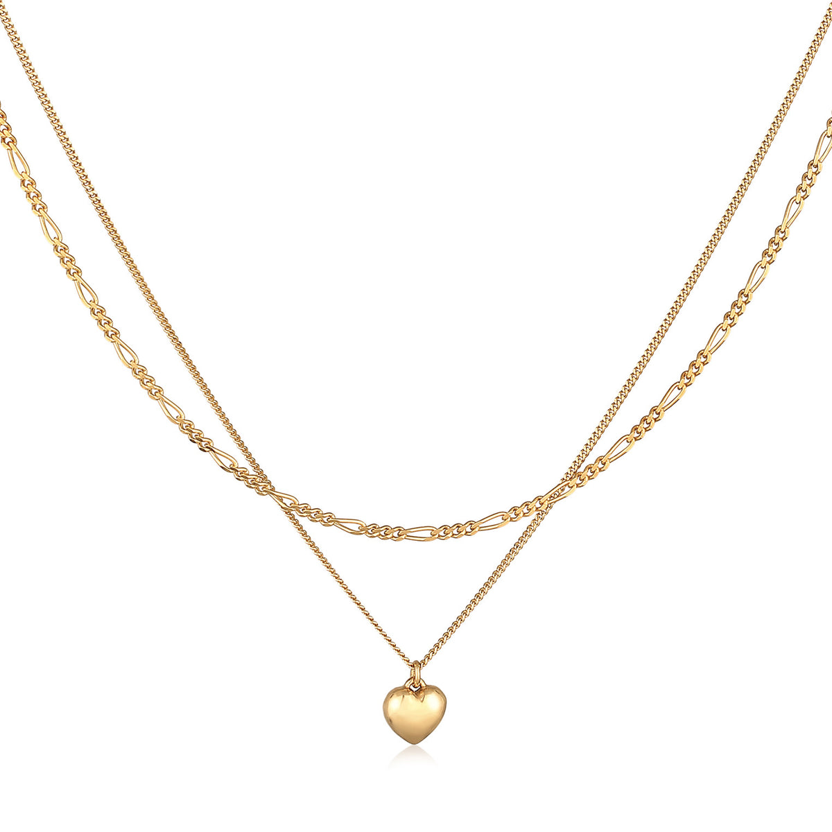 Gold - Elli | Layer-Halskette Herz | 925er Sterling Silber Vergoldet