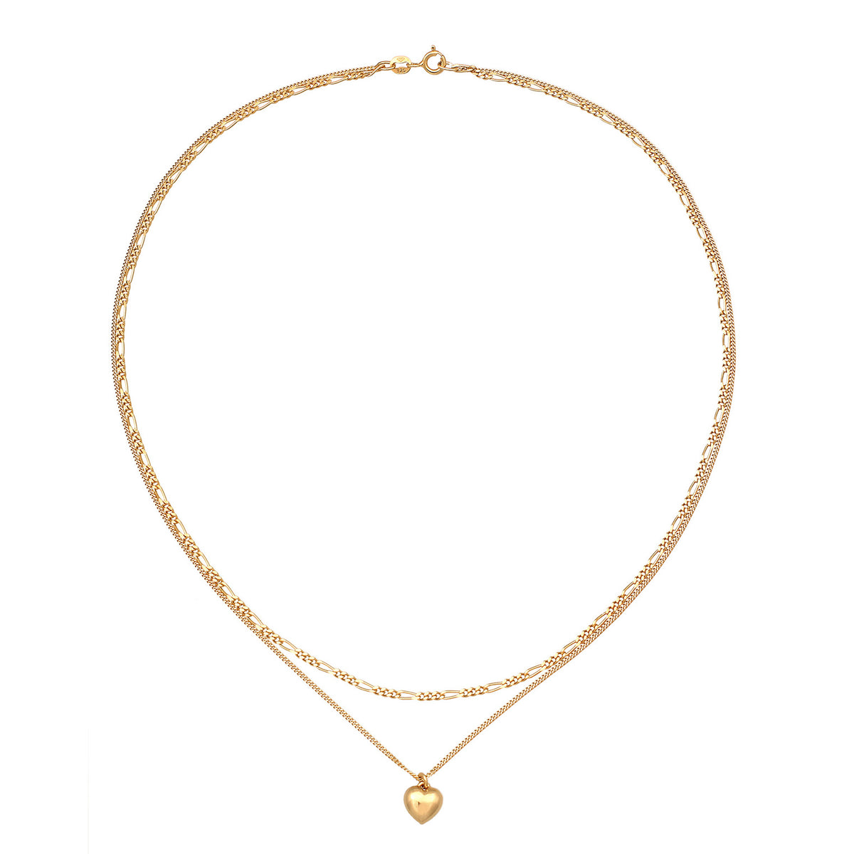 Gold - Elli | Layer-Halskette Herz | 925er Sterling Silber Vergoldet