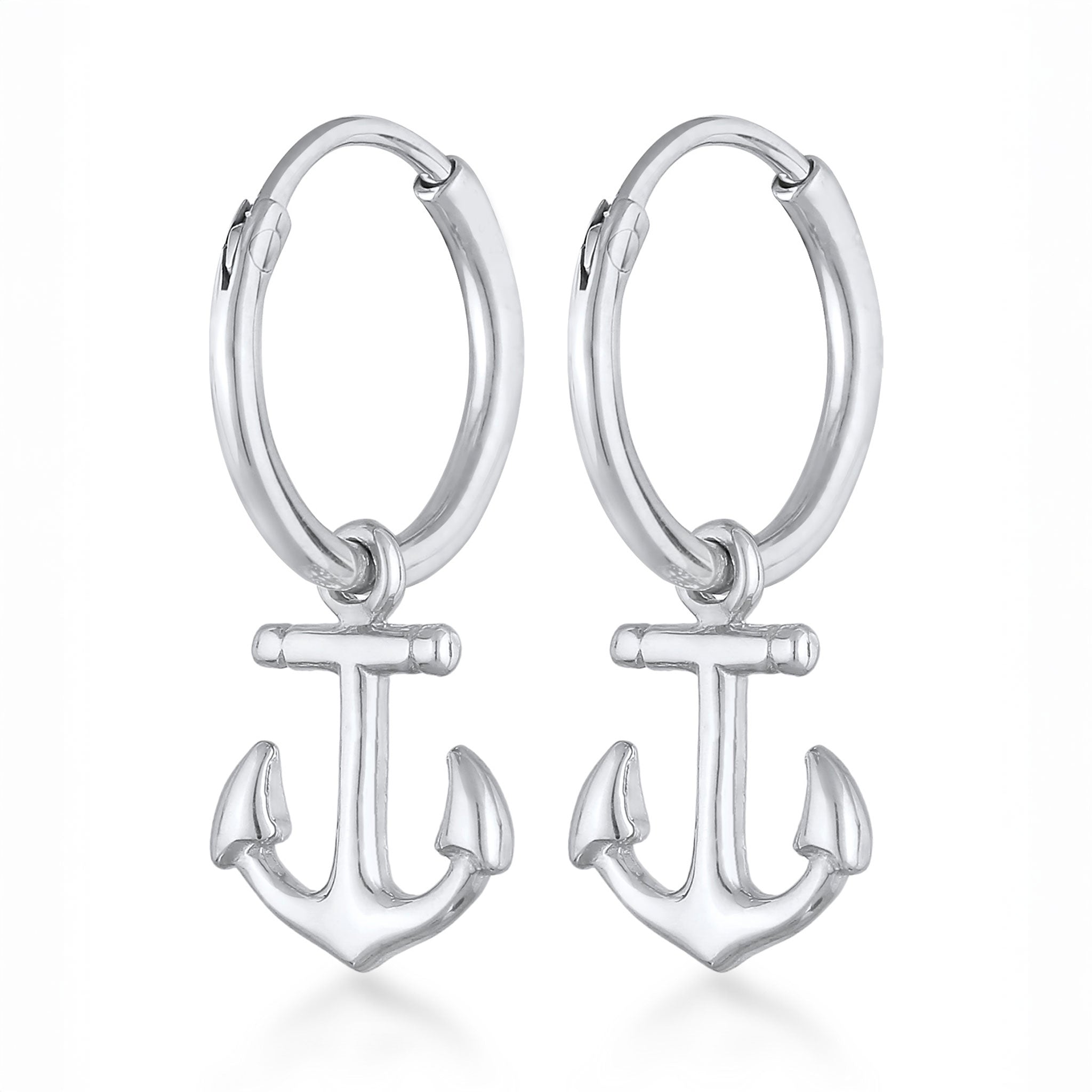Silber - Elli | Creolen Anker Anhänger | 925er Sterling Silber