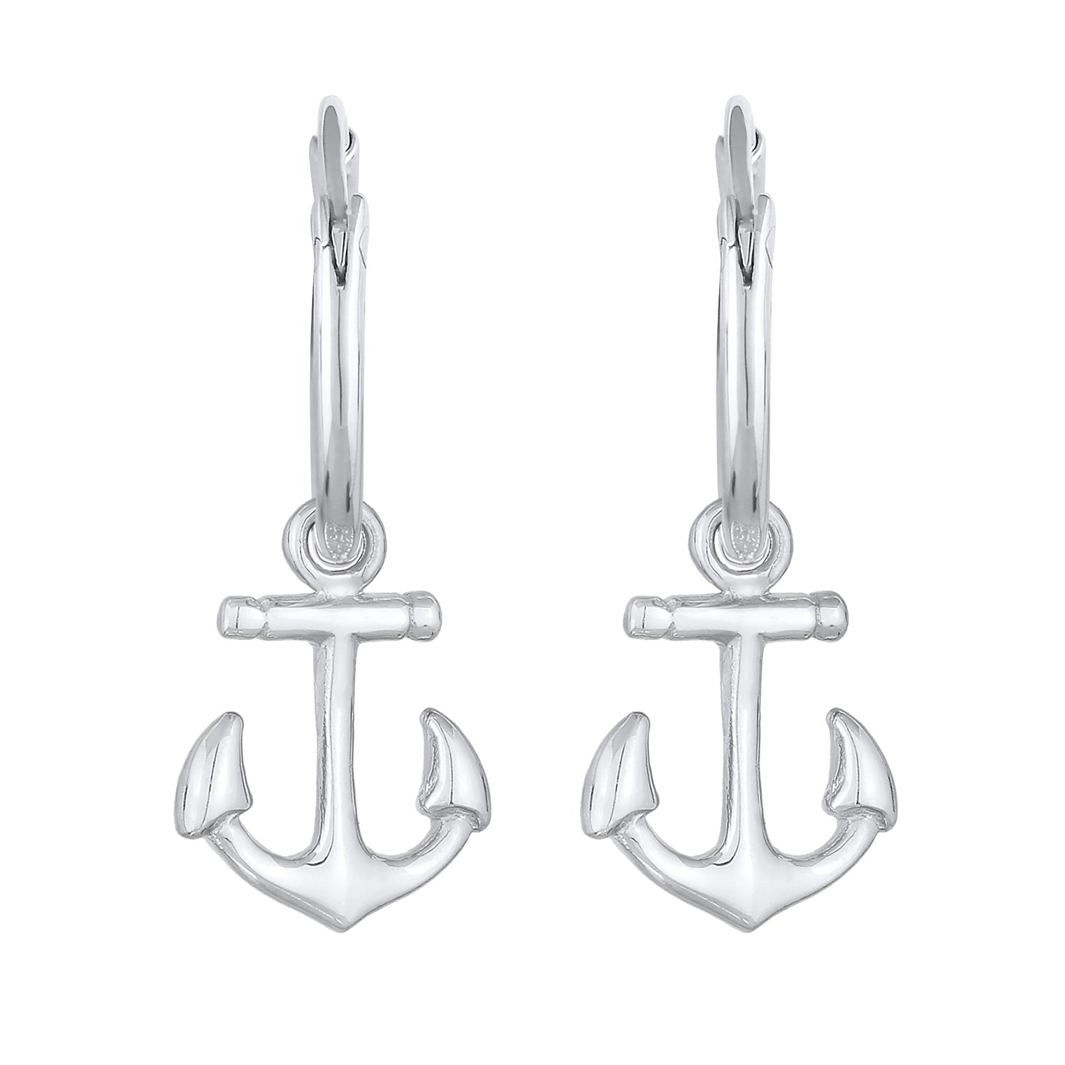 Silber - Elli | Creolen Anker Anhänger | 925er Sterling Silber