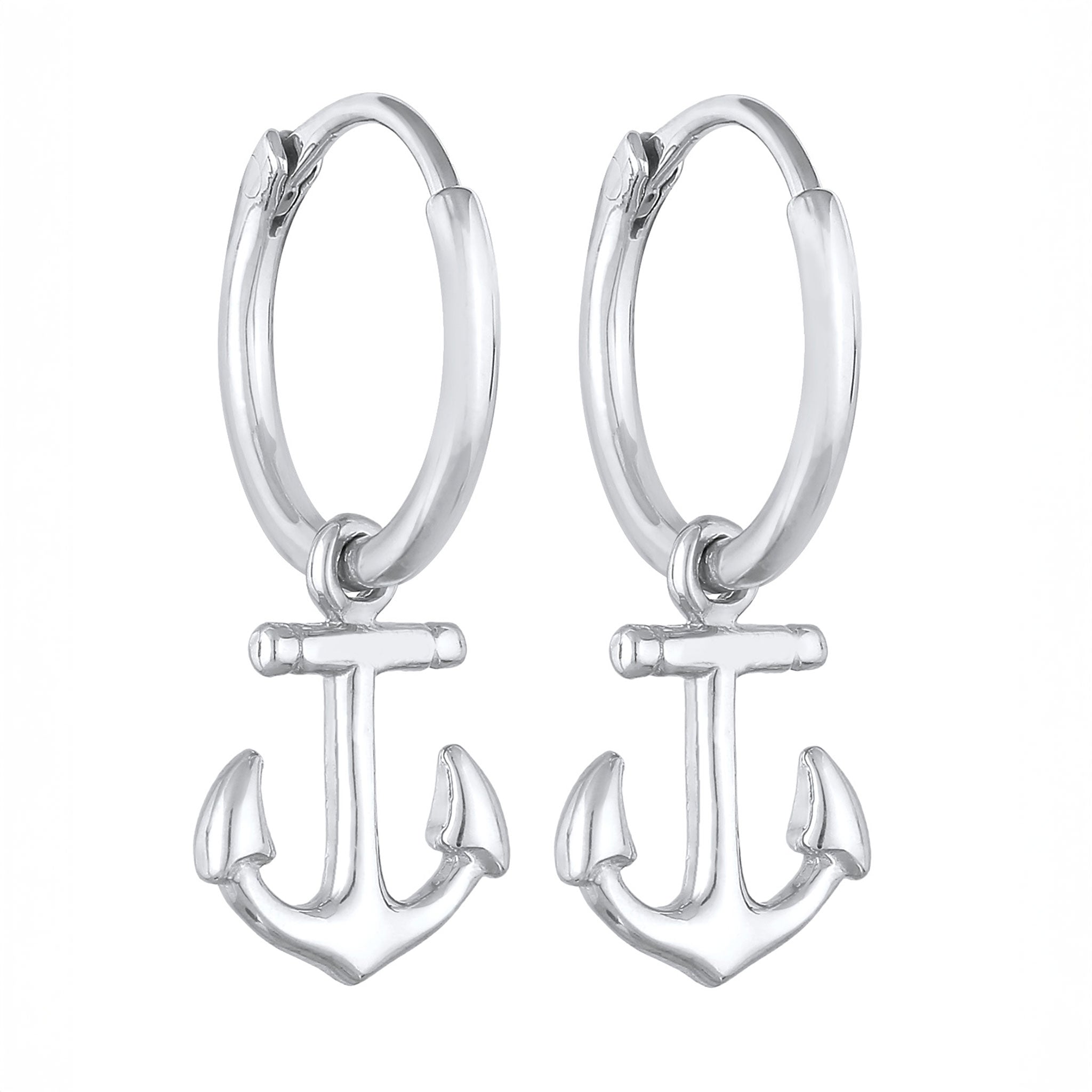 Silber - Elli | Creolen Anker Anhänger | 925er Sterling Silber