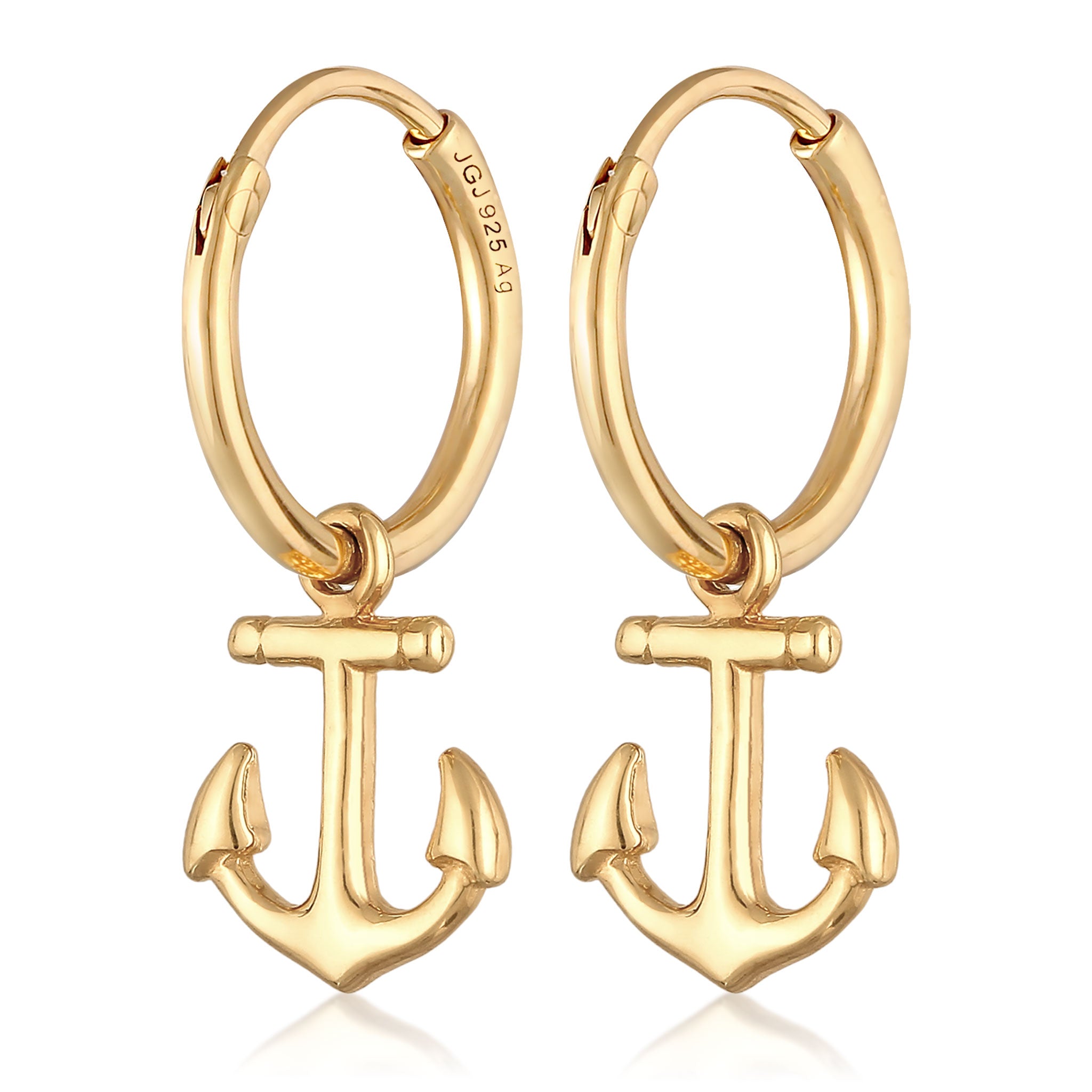 Gold - Elli | Creolen Anker Anhänger | 925er Sterling Silber