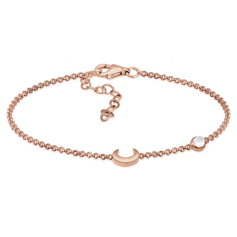 Roségold - Elli | Armband Astro | Mondstein (Weiß) | 925 Sterling Silber Rosévergoldet