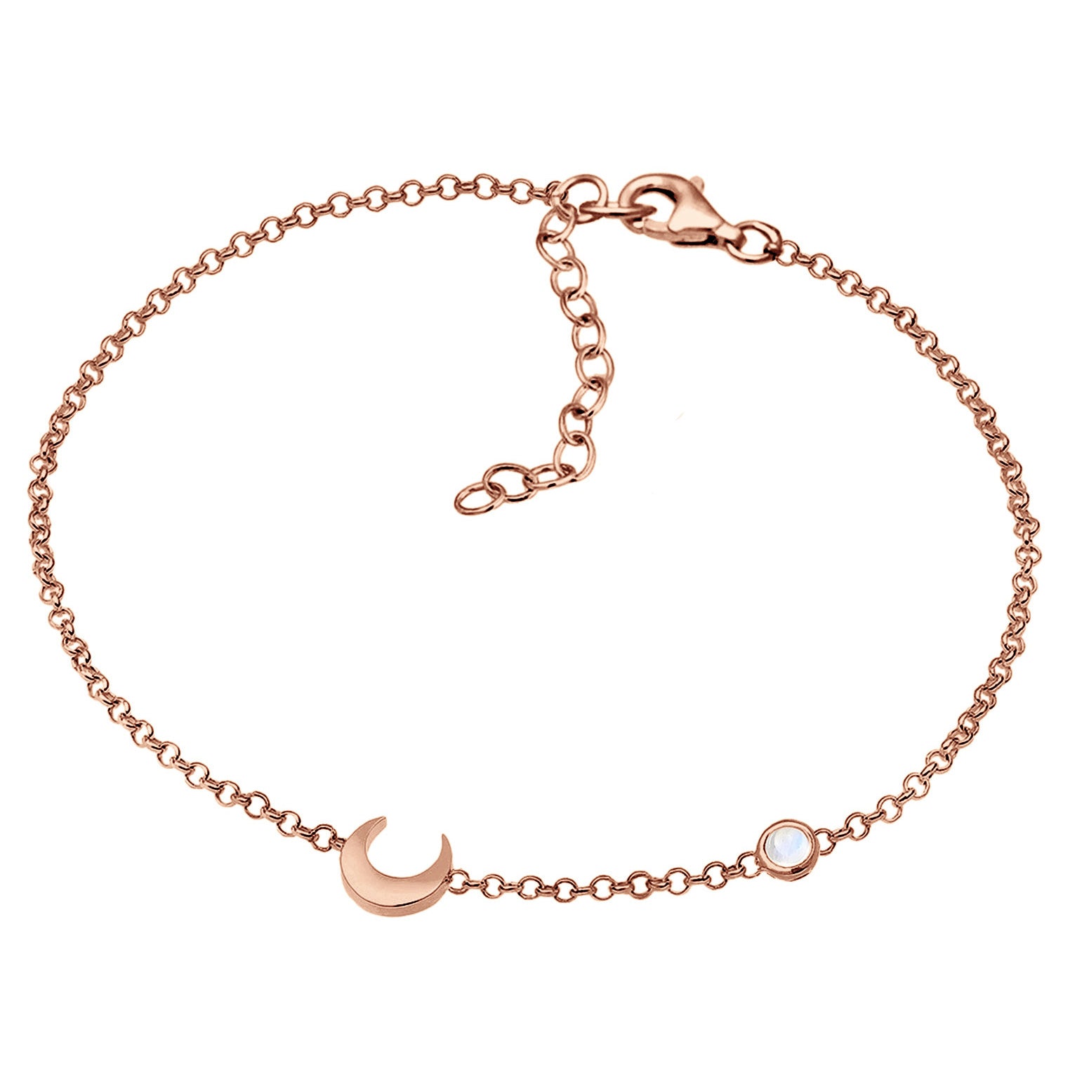 Roségold - Elli | Armband Astro | Mondstein (Weiß) | 925 Sterling Silber Rosévergoldet